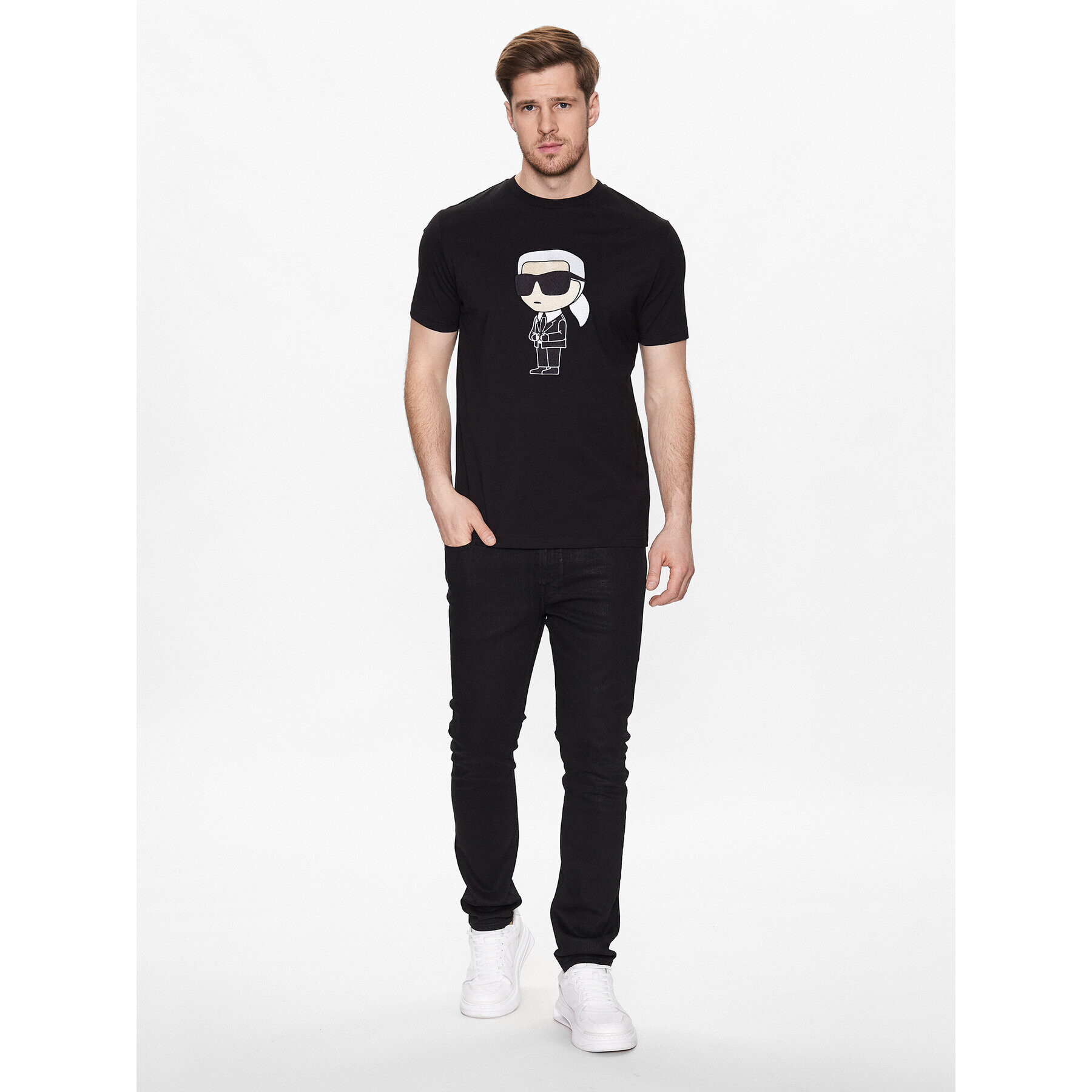 KARL LAGERFELD Tricou 755070 532250 Negru Regular Fit - Pled.ro