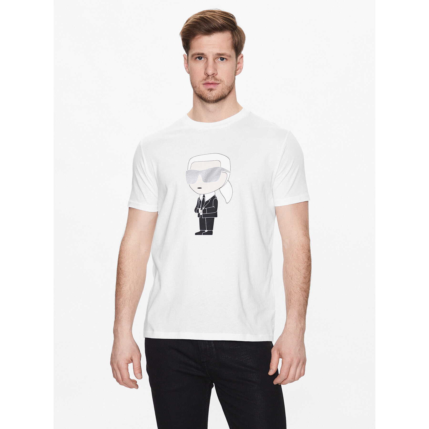 KARL LAGERFELD Tricou 755071 532251 Alb Regular Fit - Pled.ro