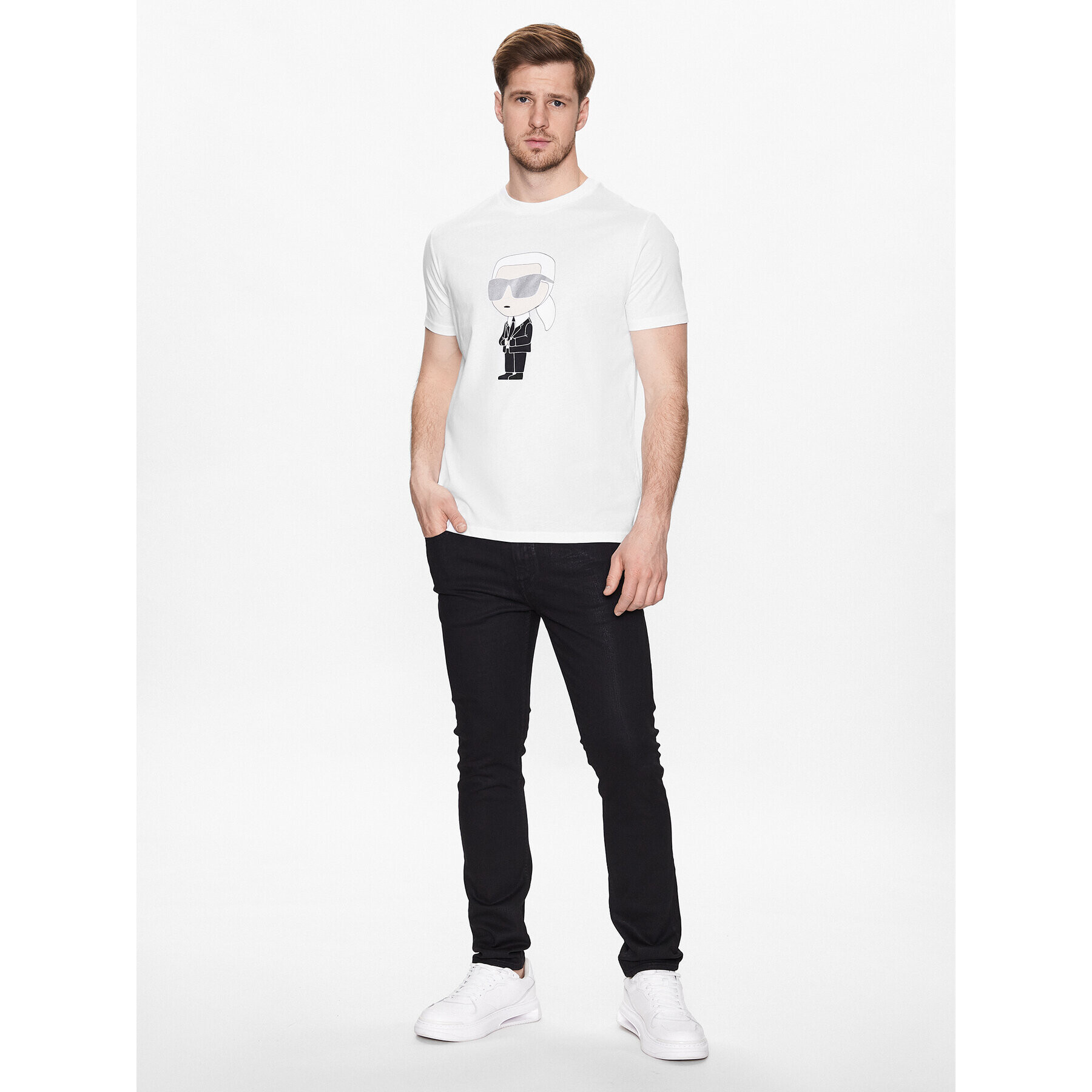 KARL LAGERFELD Tricou 755071 532251 Alb Regular Fit - Pled.ro