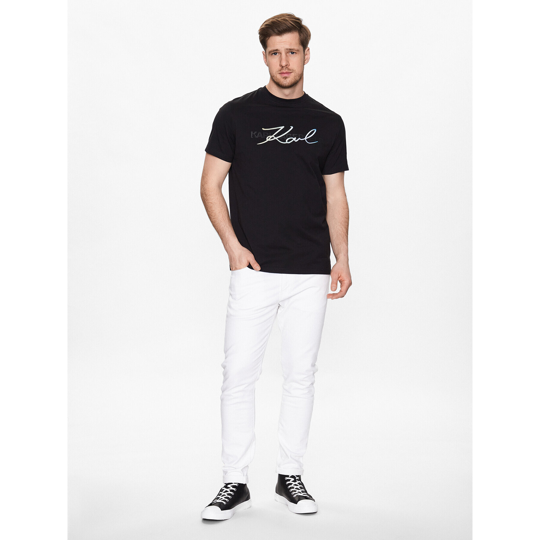 KARL LAGERFELD Tricou 755073 532250 Negru Regular Fit - Pled.ro