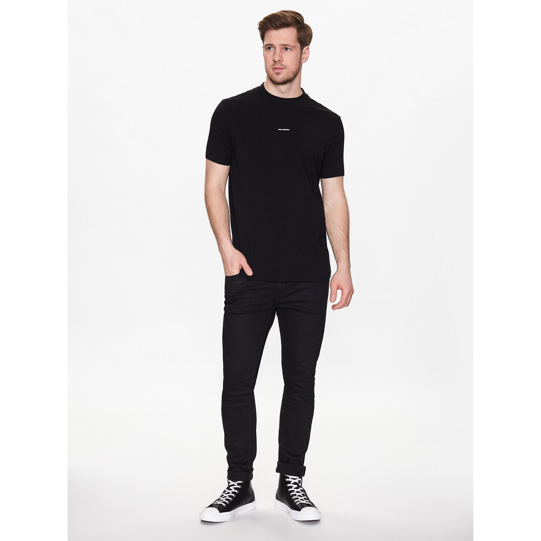 KARL LAGERFELD Tricou 755080 532221 Negru Regular Fit - Pled.ro