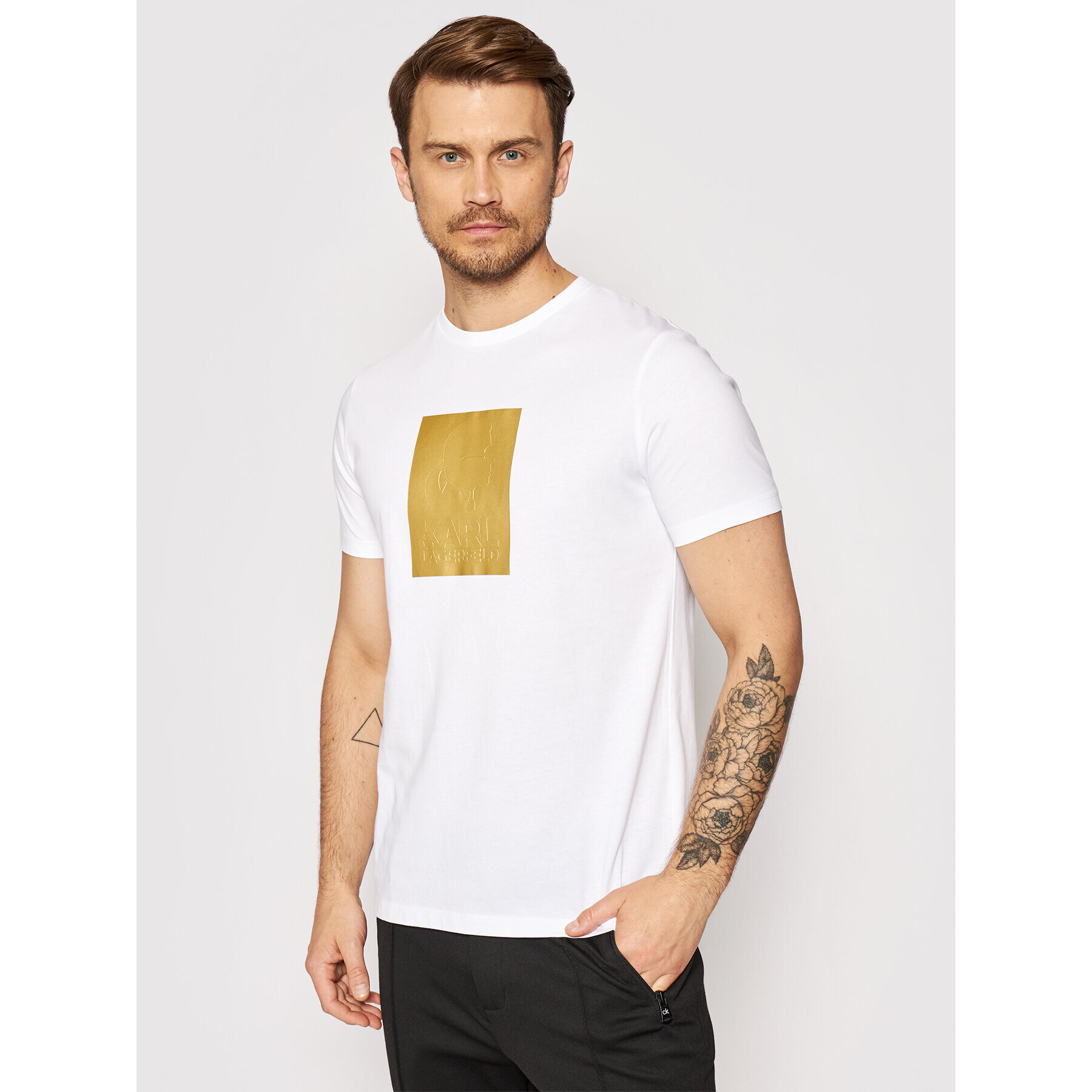 KARL LAGERFELD Tricou 755082 511224 Alb Regular Fit - Pled.ro