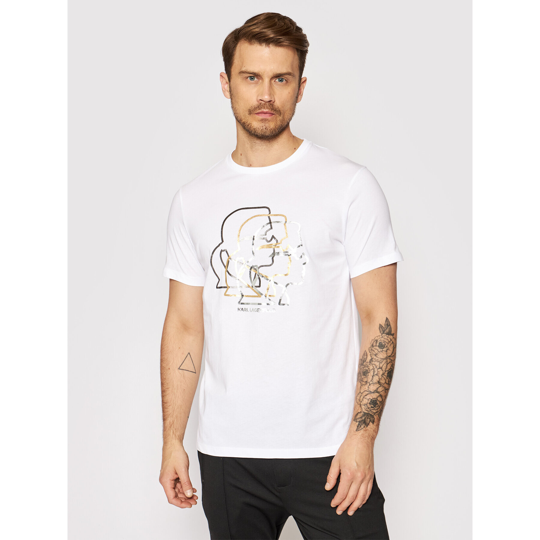 KARL LAGERFELD Tricou 755083 511224 Alb Regular Fit - Pled.ro