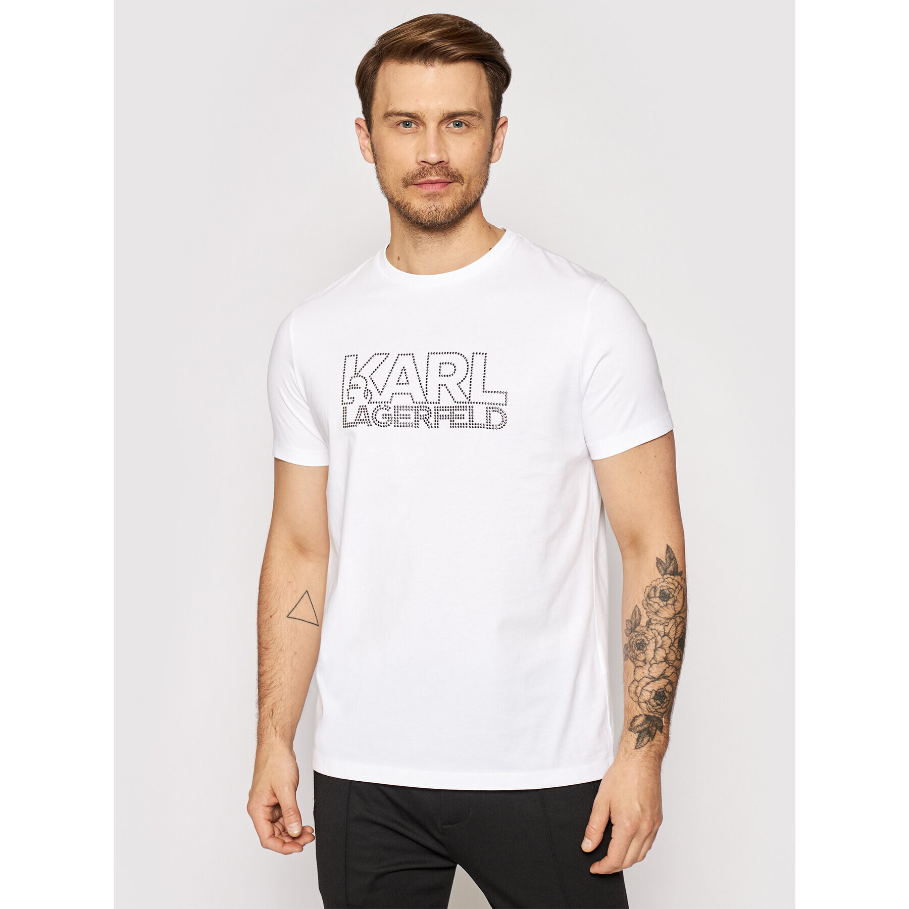 KARL LAGERFELD Tricou 755084 511225 Alb Regular Fit - Pled.ro