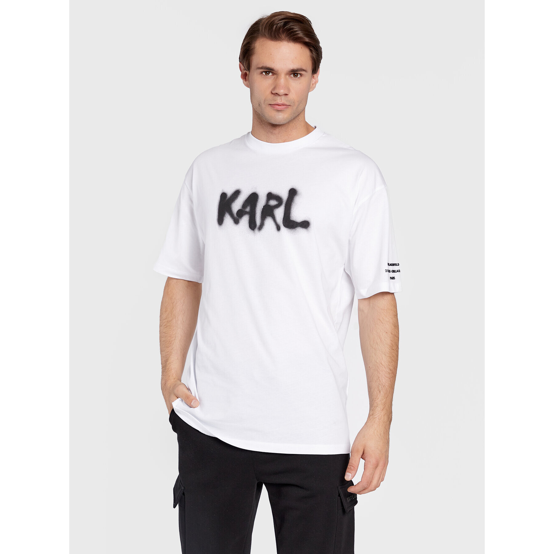 KARL LAGERFELD Tricou 755244 524224 Alb Regular Fit - Pled.ro