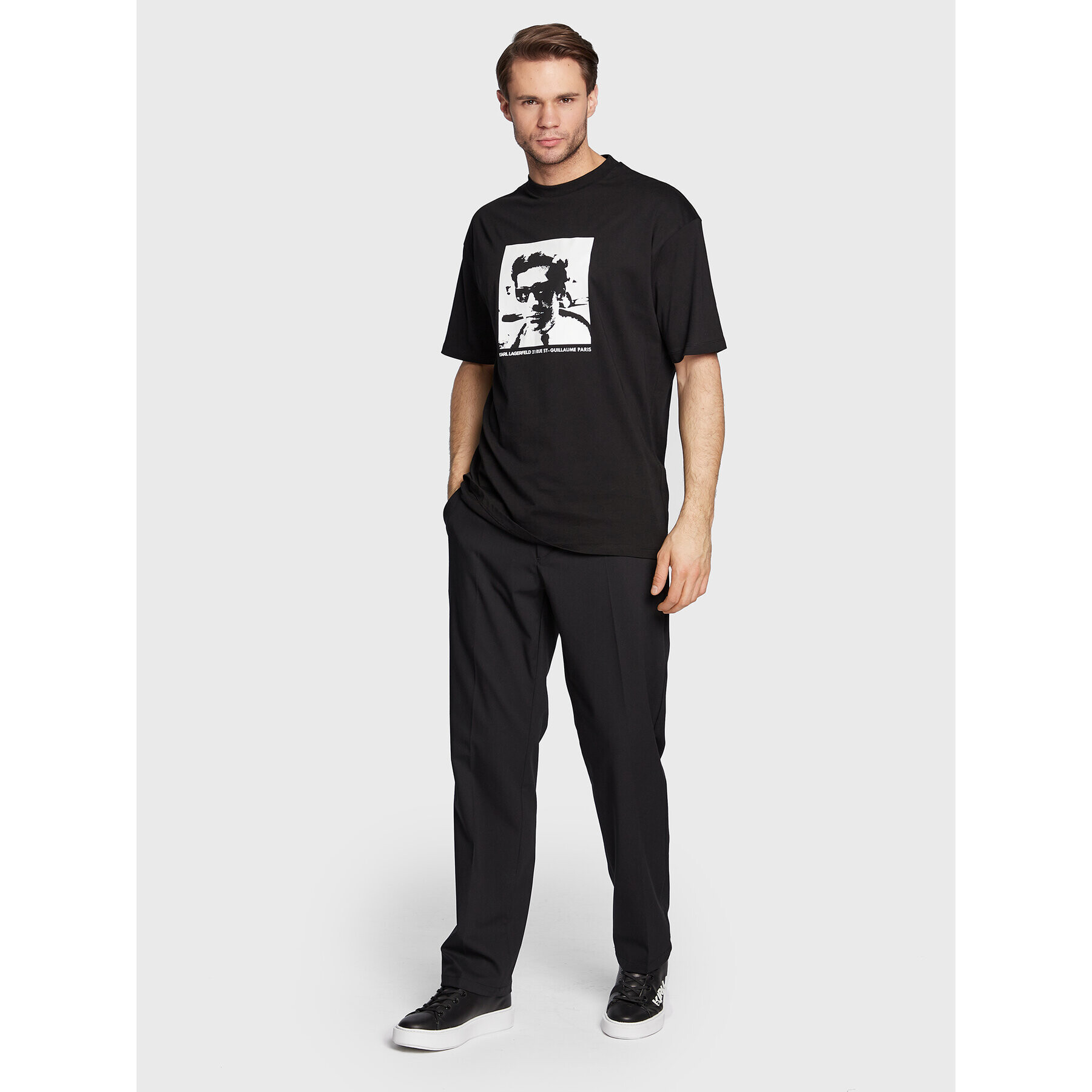 KARL LAGERFELD Tricou 755245 524224 Negru Regular Fit - Pled.ro