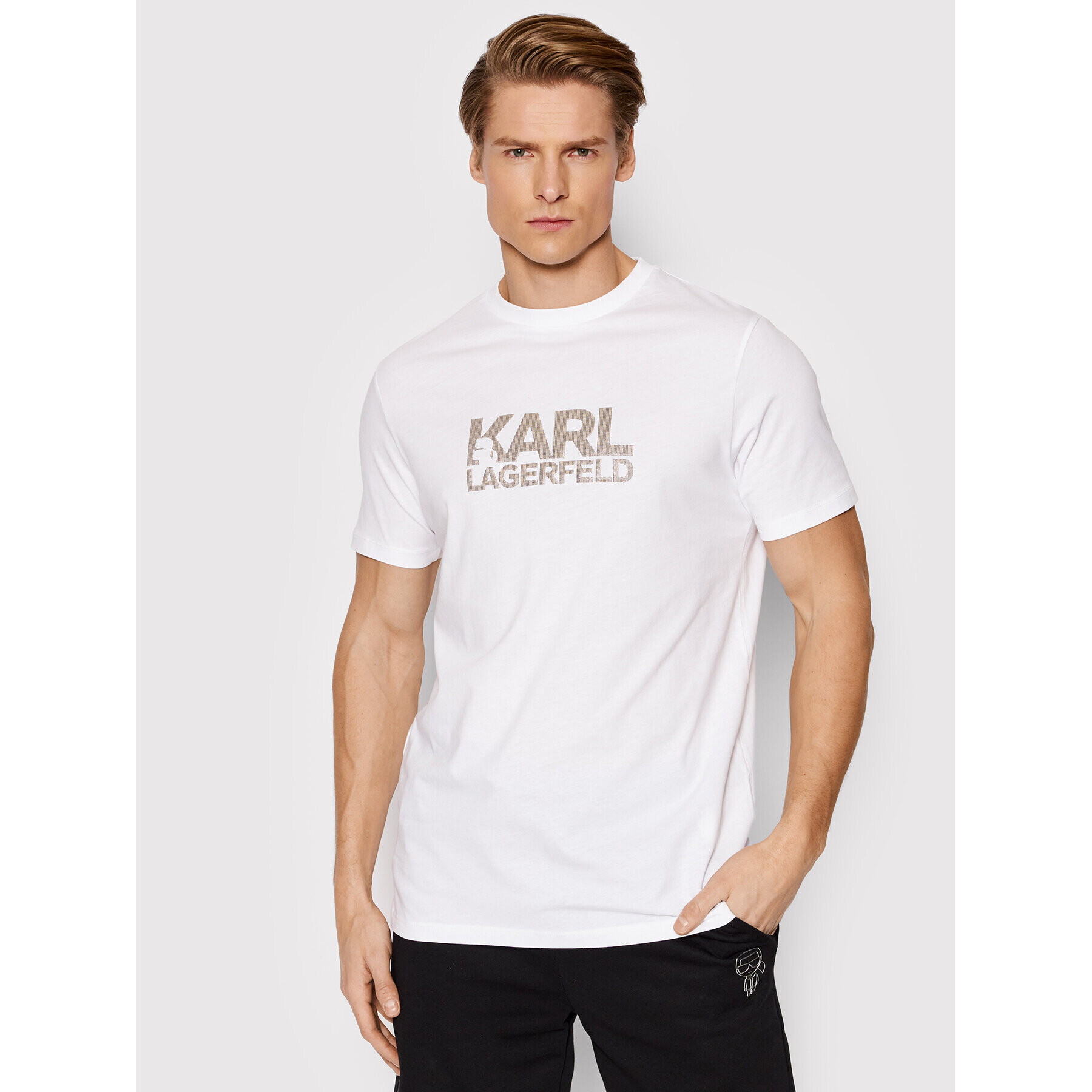 KARL LAGERFELD Tricou 755400 521224 Alb Regular Fit - Pled.ro