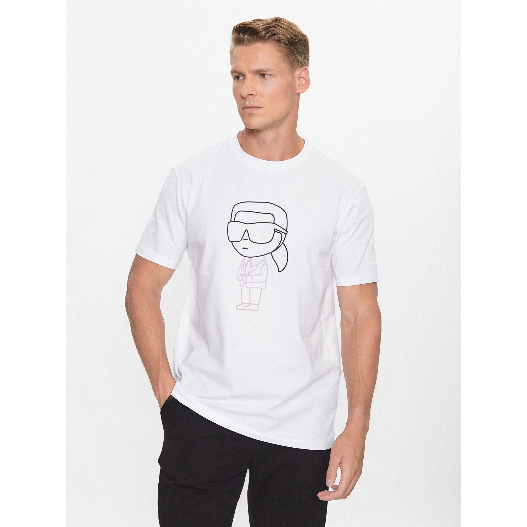 KARL LAGERFELD Tricou 755400 533221 Alb Regular Fit - Pled.ro