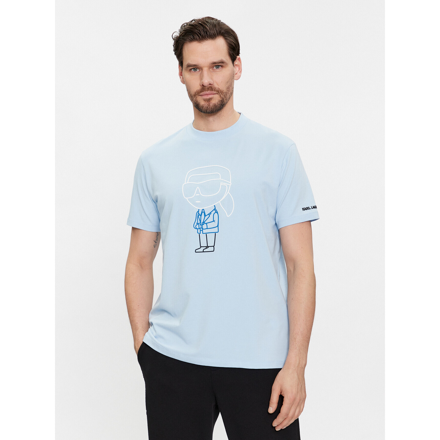 KARL LAGERFELD Tricou 755401 541221 Albastru Regular Fit - Pled.ro