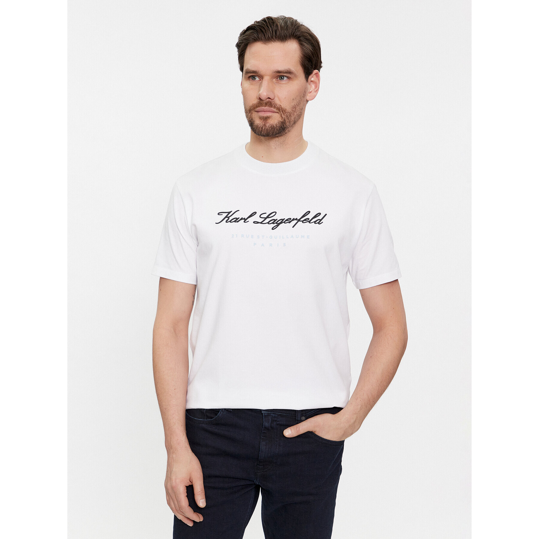 KARL LAGERFELD Tricou 755403 541221 Alb Regular Fit - Pled.ro