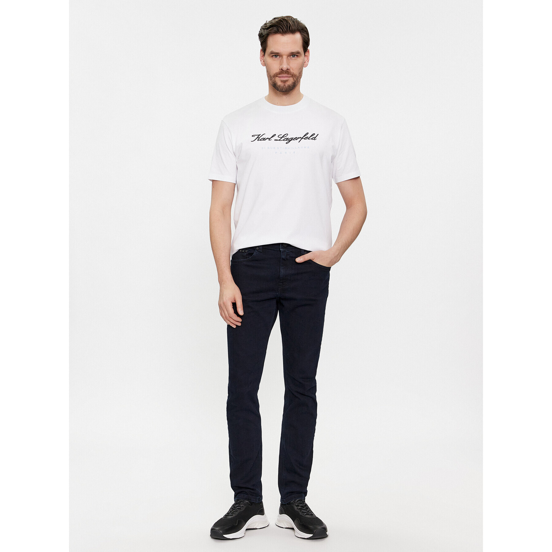 KARL LAGERFELD Tricou 755403 541221 Alb Regular Fit - Pled.ro