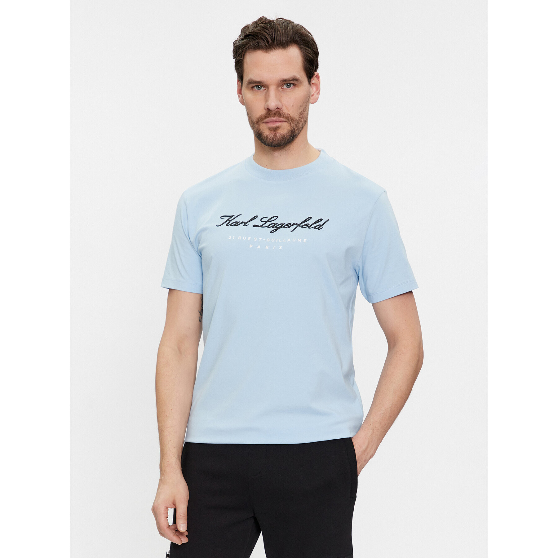 KARL LAGERFELD Tricou 755403 541221 Albastru Regular Fit - Pled.ro