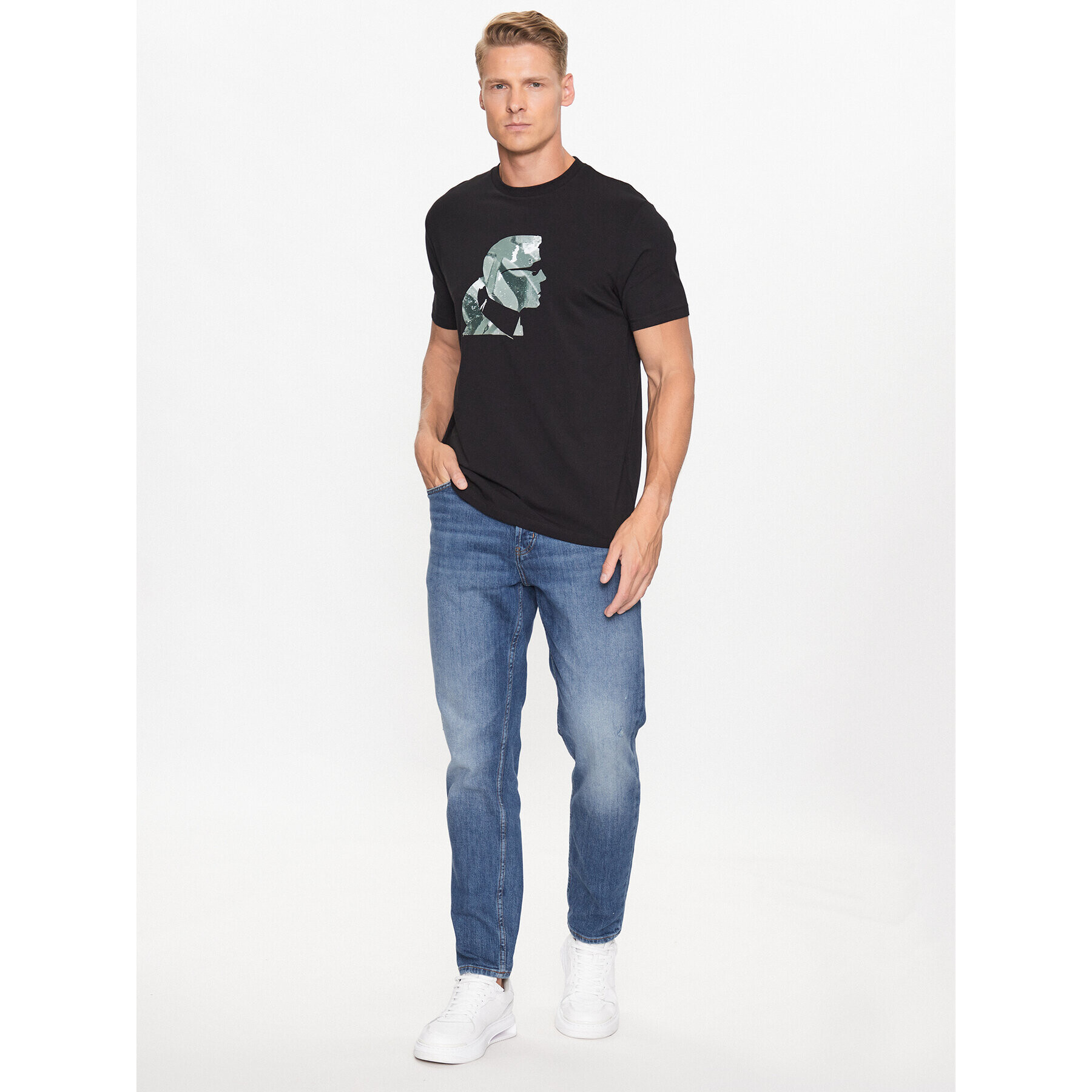 KARL LAGERFELD Tricou 755404 533221 Negru Regular Fit - Pled.ro