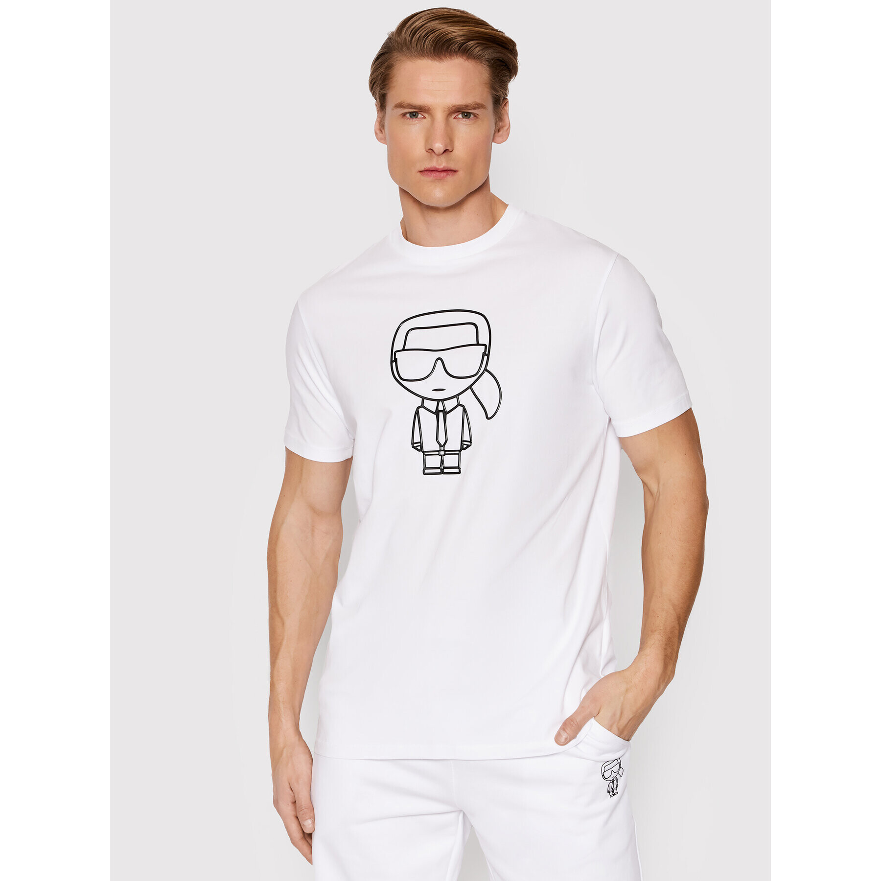 KARL LAGERFELD Tricou 755405 521221 Alb Regular Fit - Pled.ro