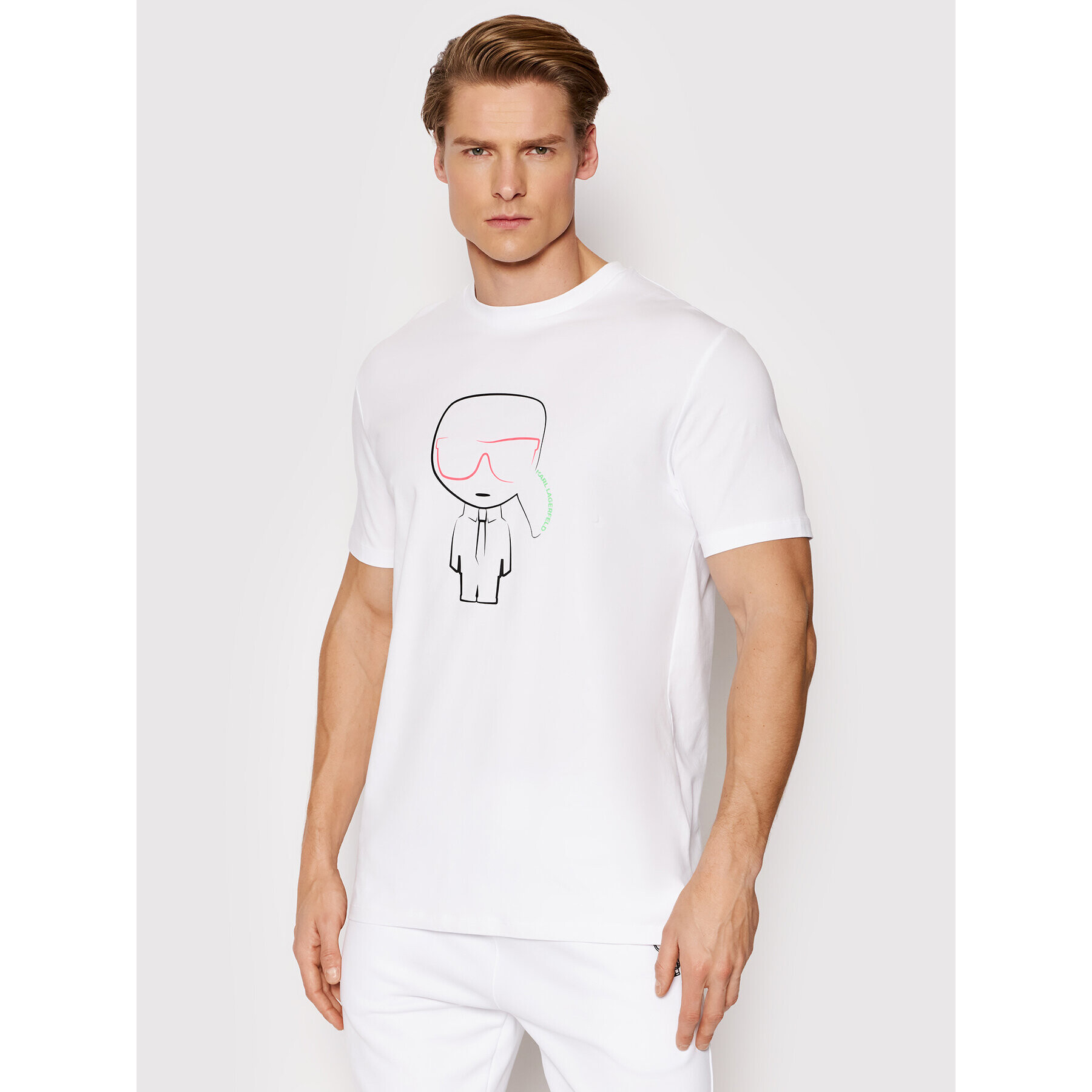 KARL LAGERFELD Tricou 755421 521221 Alb Regular Fit - Pled.ro