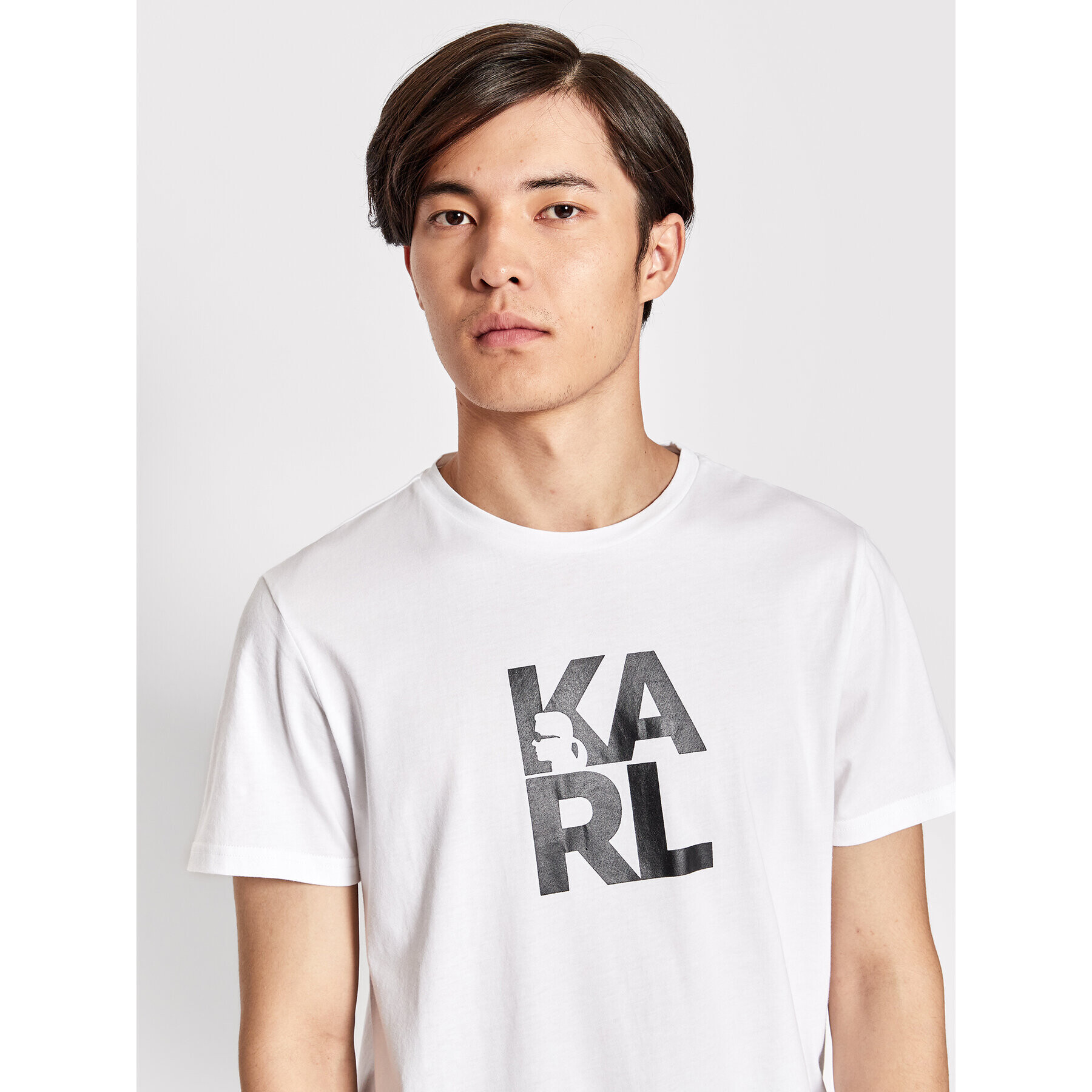 KARL LAGERFELD Tricou Classic KL22MTS01 Alb Regular Fit - Pled.ro