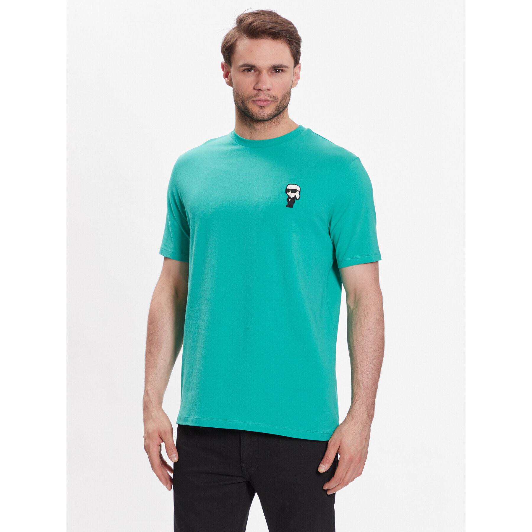 KARL LAGERFELD Tricou Crew Neck 755027 532221 Verde Regular Fit - Pled.ro