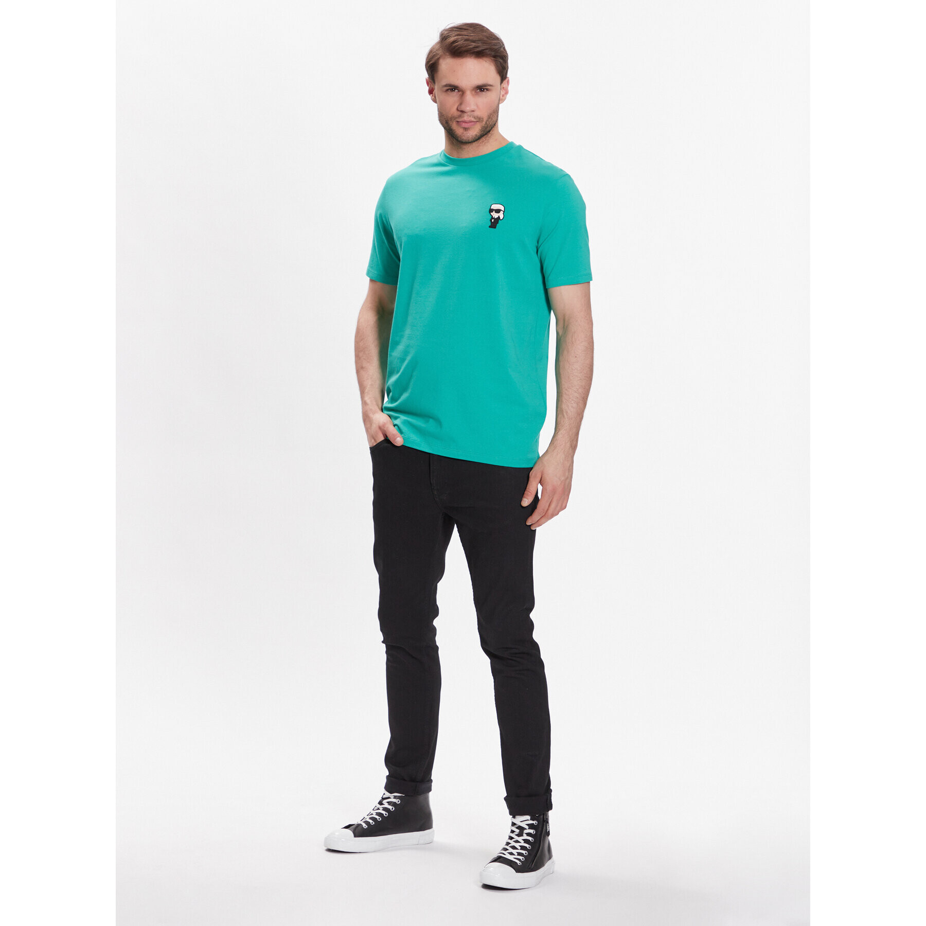 KARL LAGERFELD Tricou Crew Neck 755027 532221 Verde Regular Fit - Pled.ro