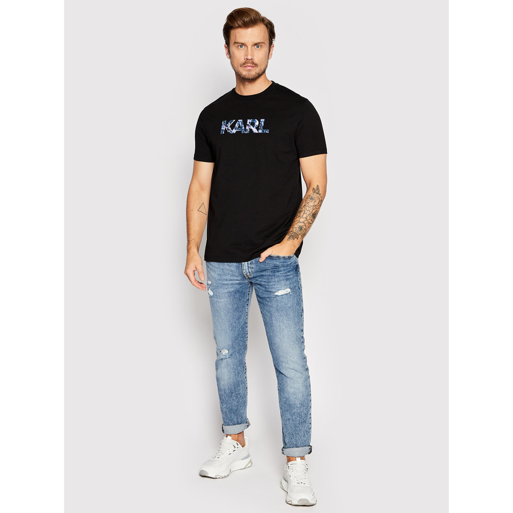 KARL LAGERFELD Tricou Crew Neck 755047 521225 Negru Regular Fit - Pled.ro