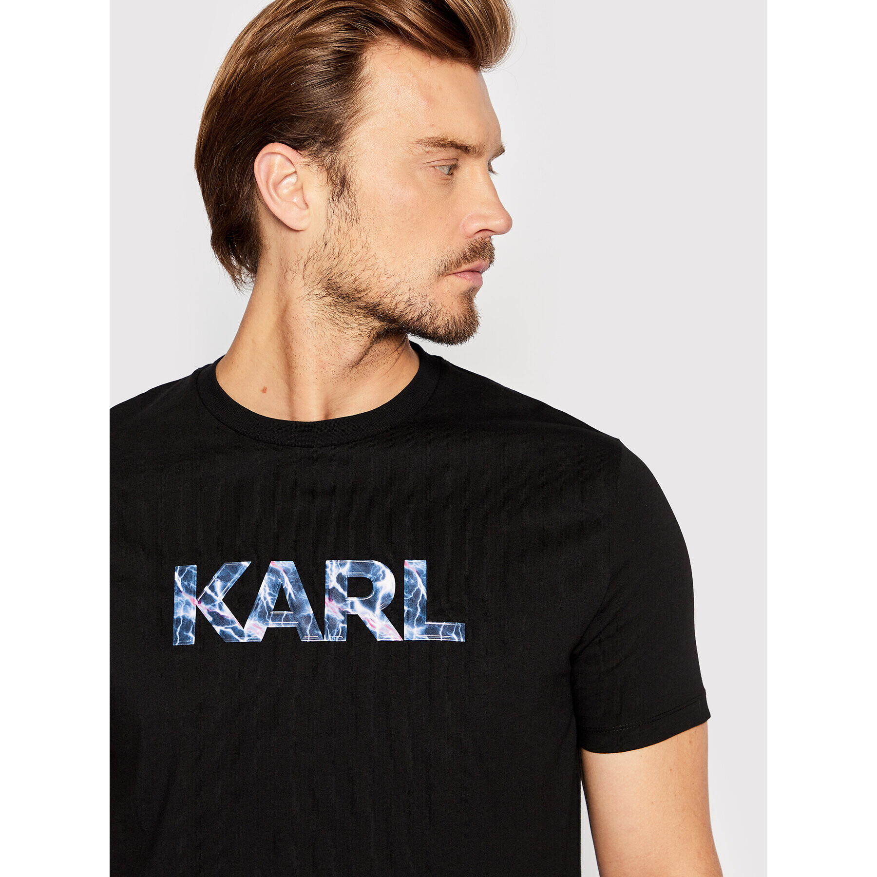 KARL LAGERFELD Tricou Crew Neck 755047 521225 Negru Regular Fit - Pled.ro