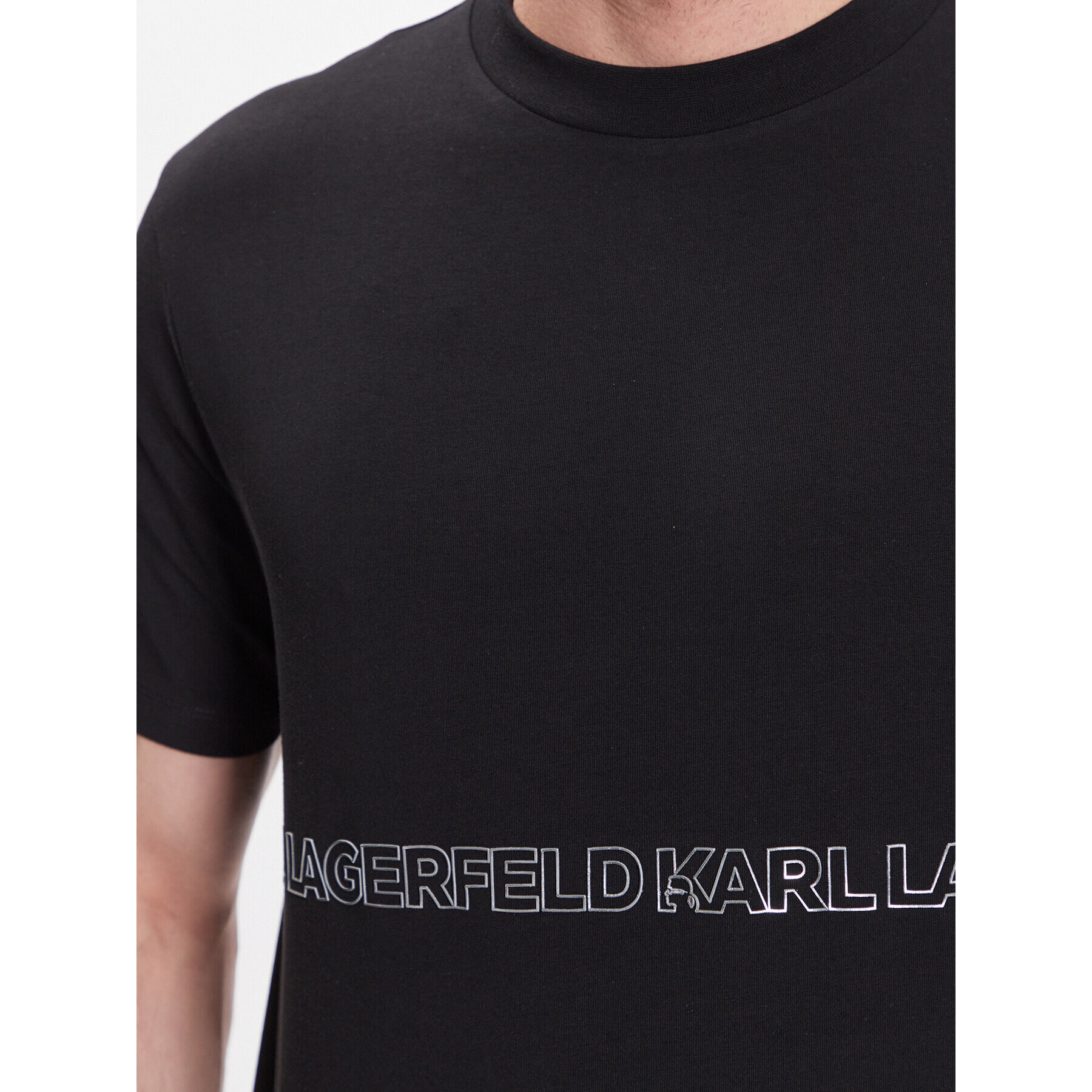 KARL LAGERFELD Tricou Crew Neck 755058 532221 Negru Regular Fit - Pled.ro