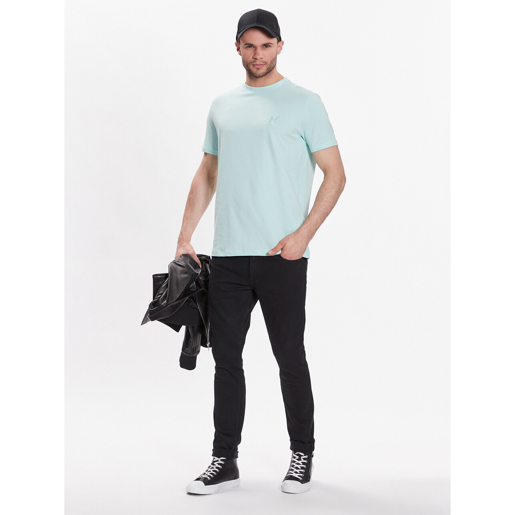 KARL LAGERFELD Tricou Crew Neck 755890 532221 Verde Regular Fit - Pled.ro