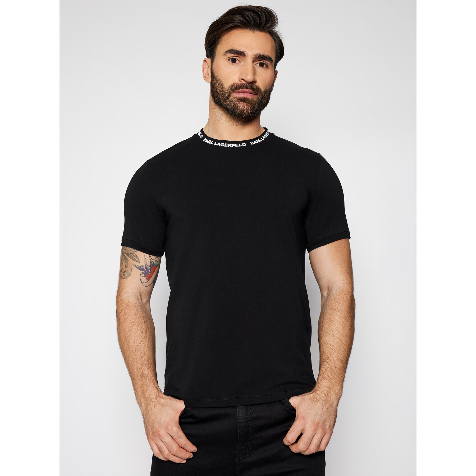 KARL LAGERFELD Tricou Crewneck 755022 511221 Negru Slim Fit - Pled.ro