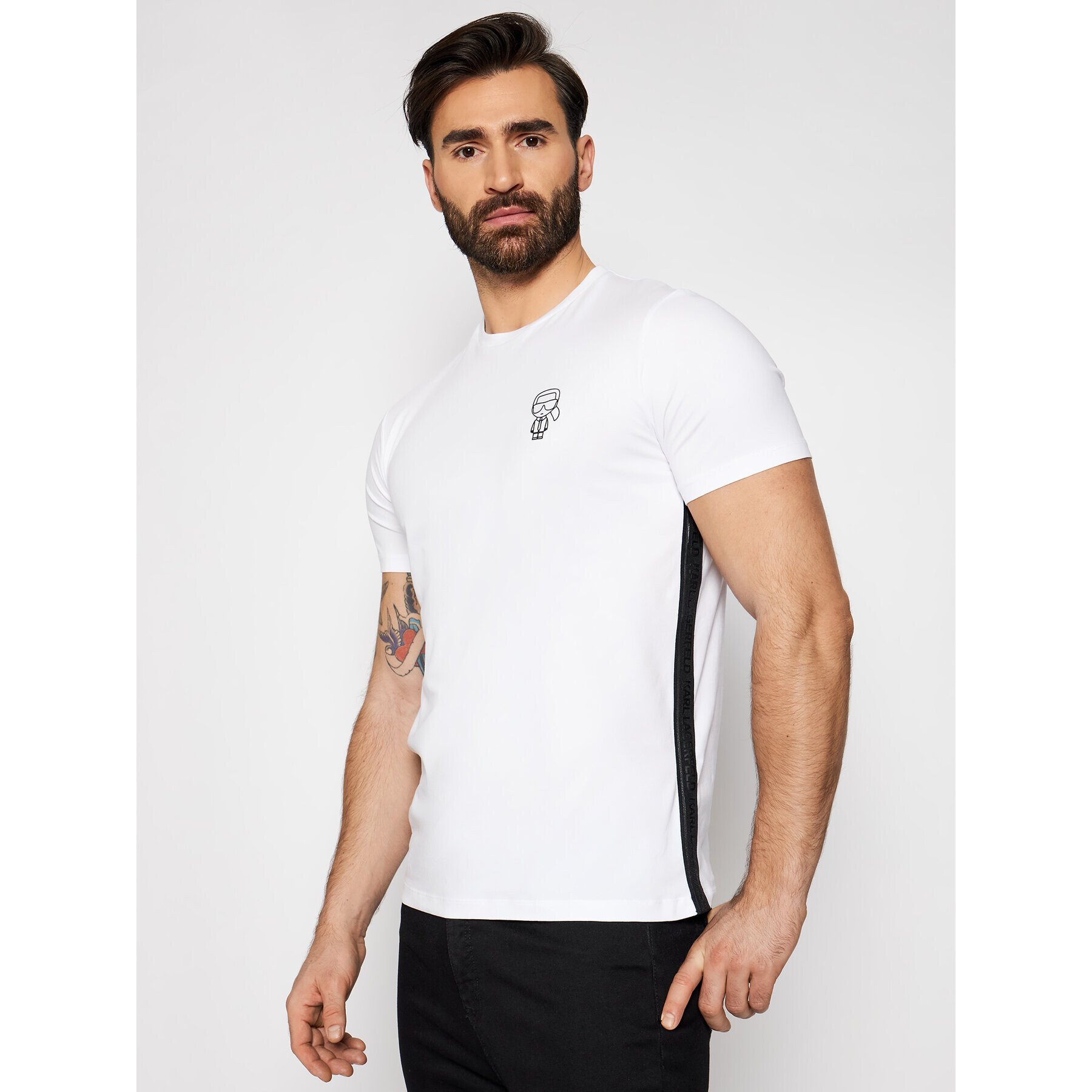 KARL LAGERFELD Tricou Crewneck 755024 511221 Alb Slim Fit - Pled.ro