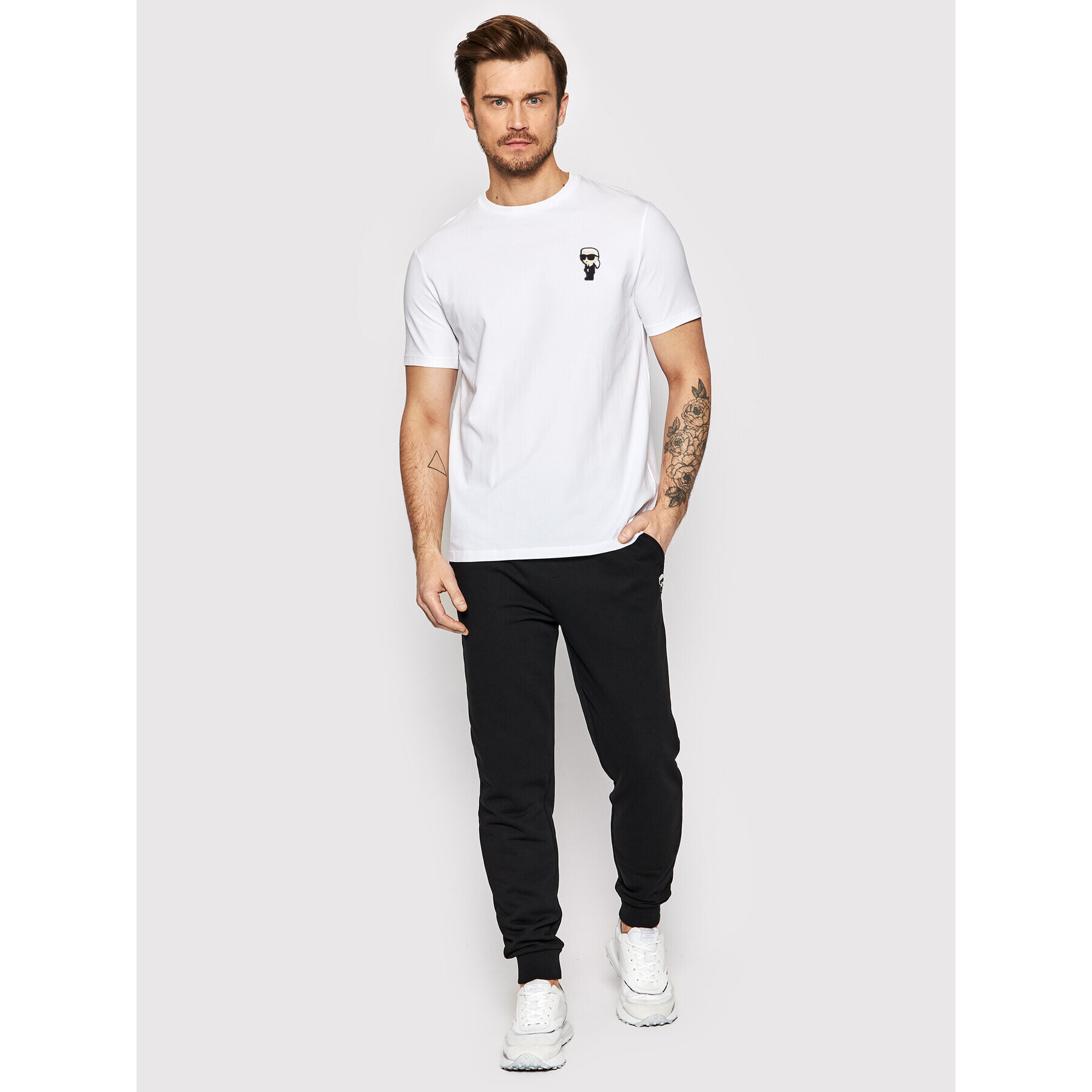 KARL LAGERFELD Tricou Crewneck 755027 500221 Alb Regular Fit - Pled.ro