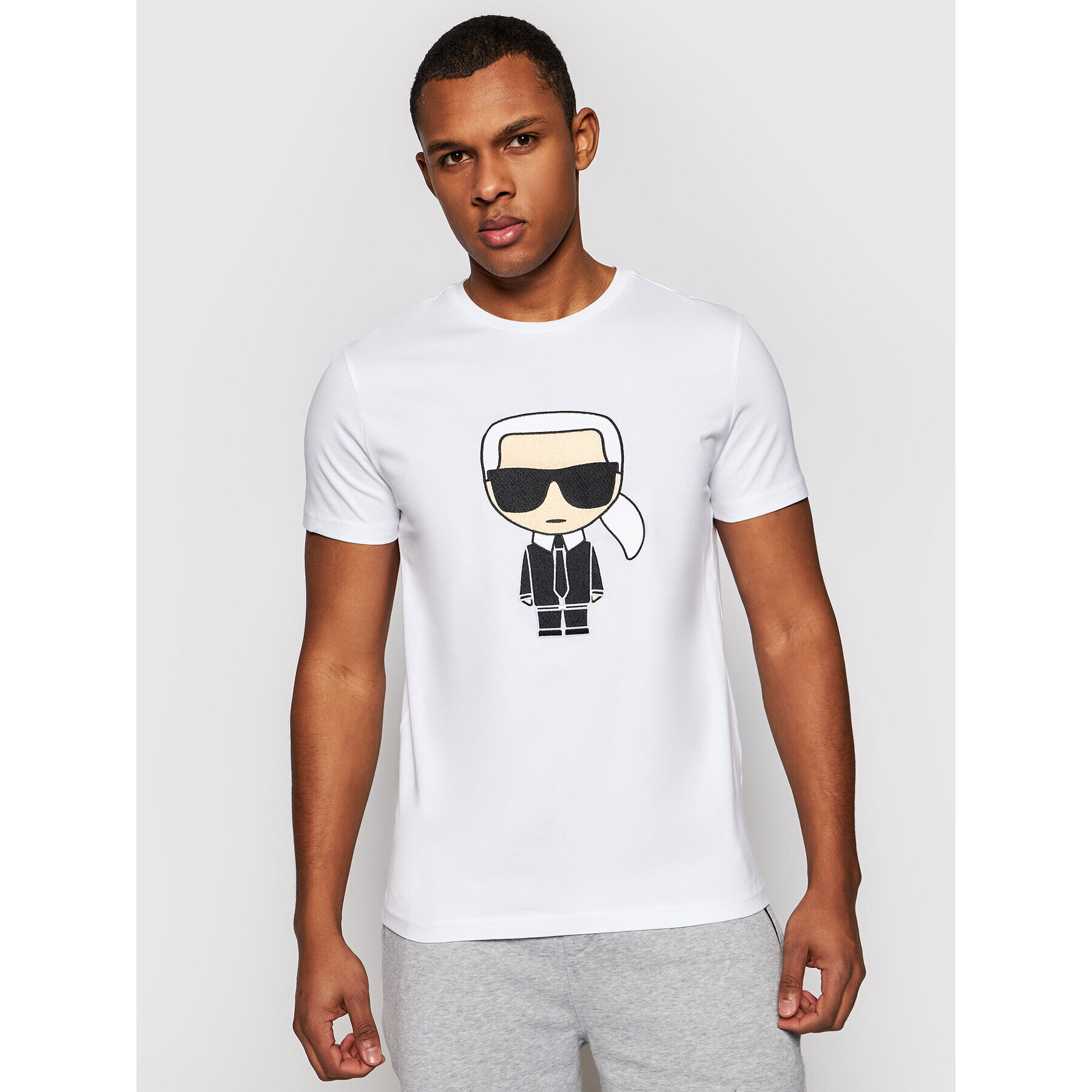 KARL LAGERFELD Tricou Crewneck 755060 511250 Alb Regular Fit - Pled.ro