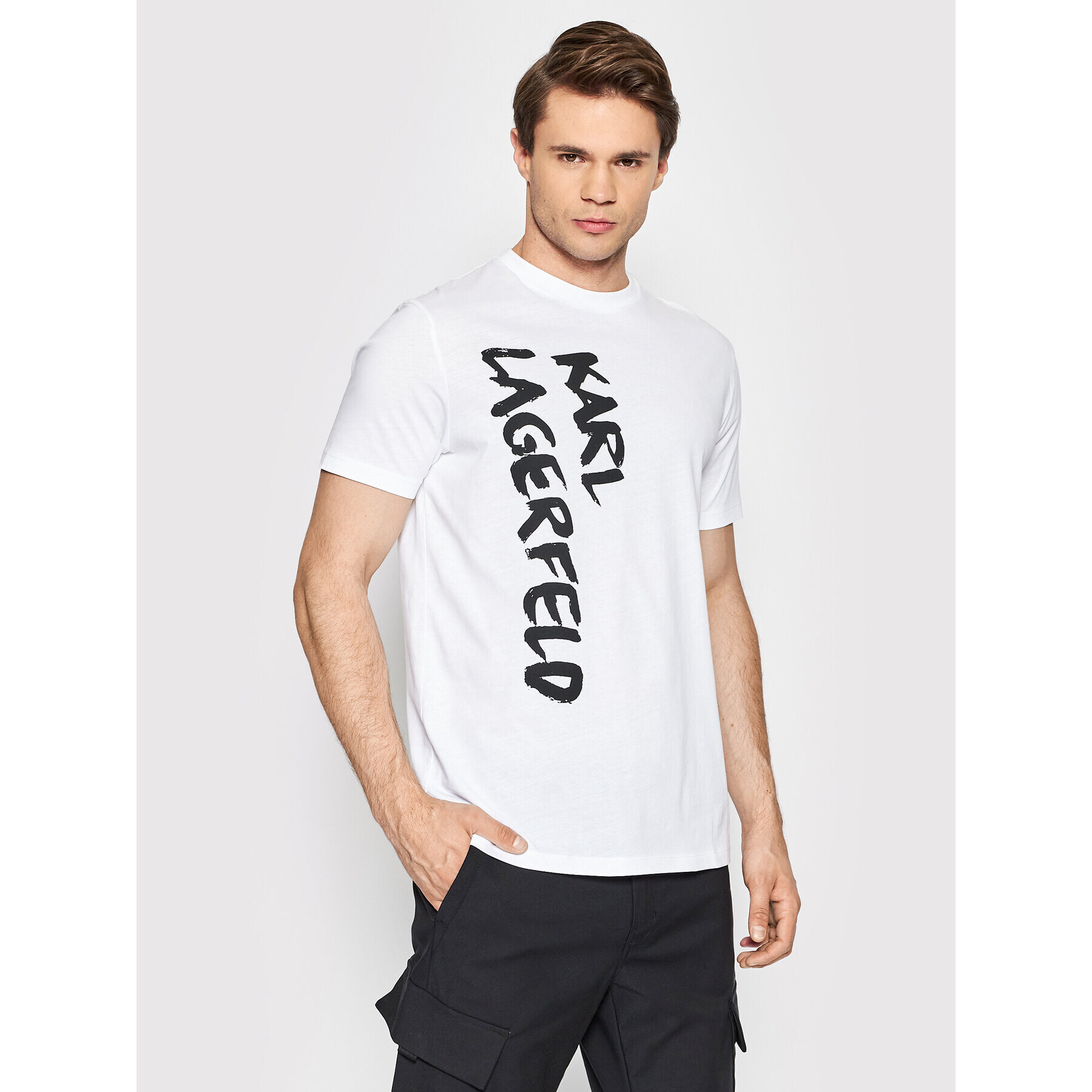 KARL LAGERFELD Tricou Crewneck 755065 521224 Alb Regular Fit - Pled.ro