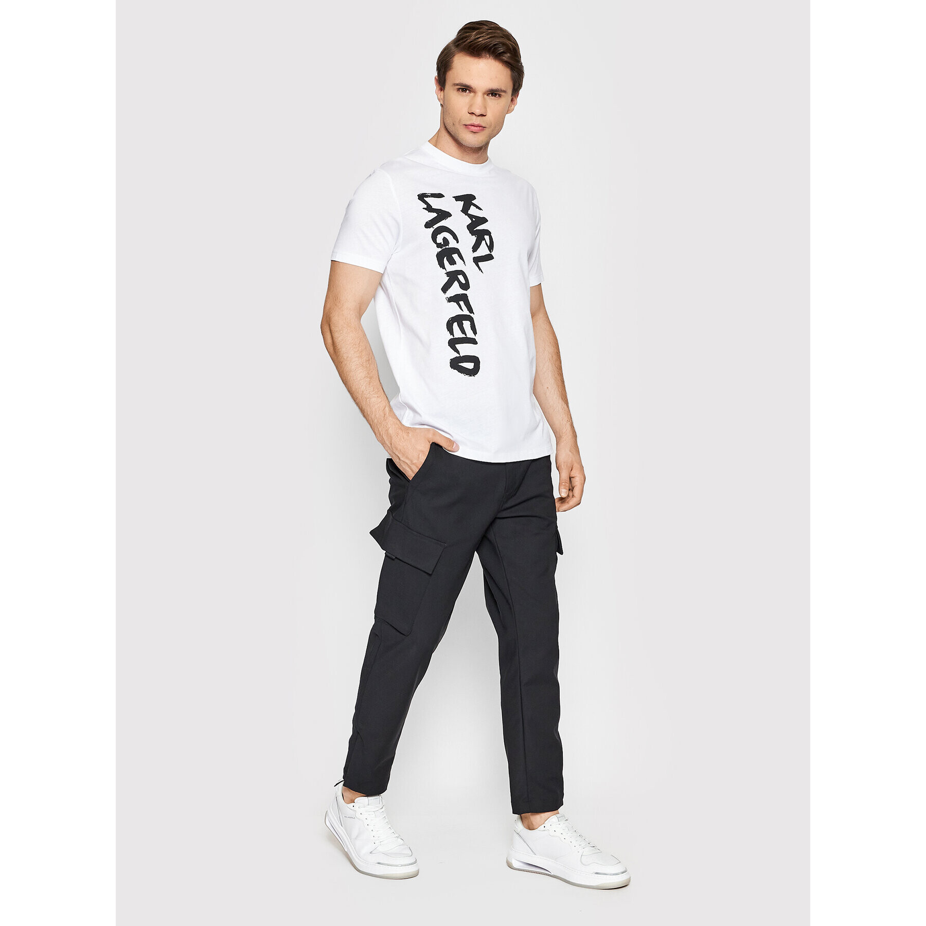 KARL LAGERFELD Tricou Crewneck 755065 521224 Alb Regular Fit - Pled.ro