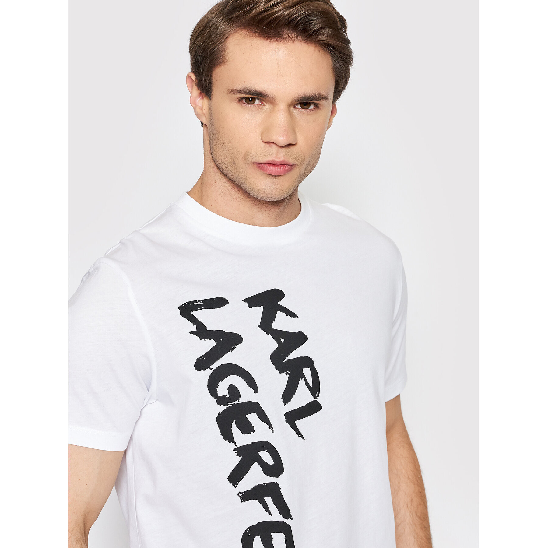 KARL LAGERFELD Tricou Crewneck 755065 521224 Alb Regular Fit - Pled.ro