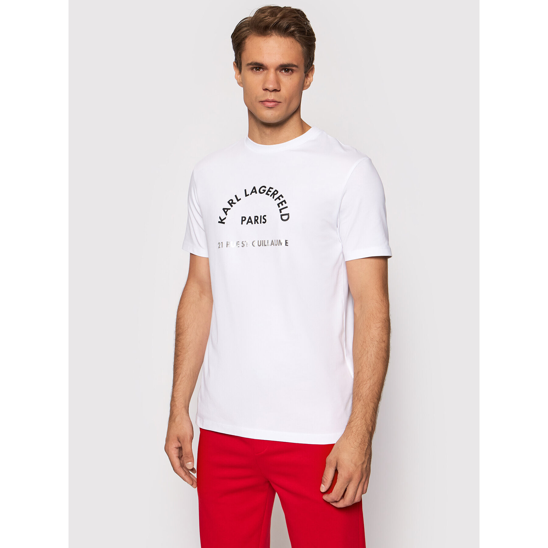 KARL LAGERFELD Tricou Crewneck 755070 512221 Alb Regular Fit - Pled.ro