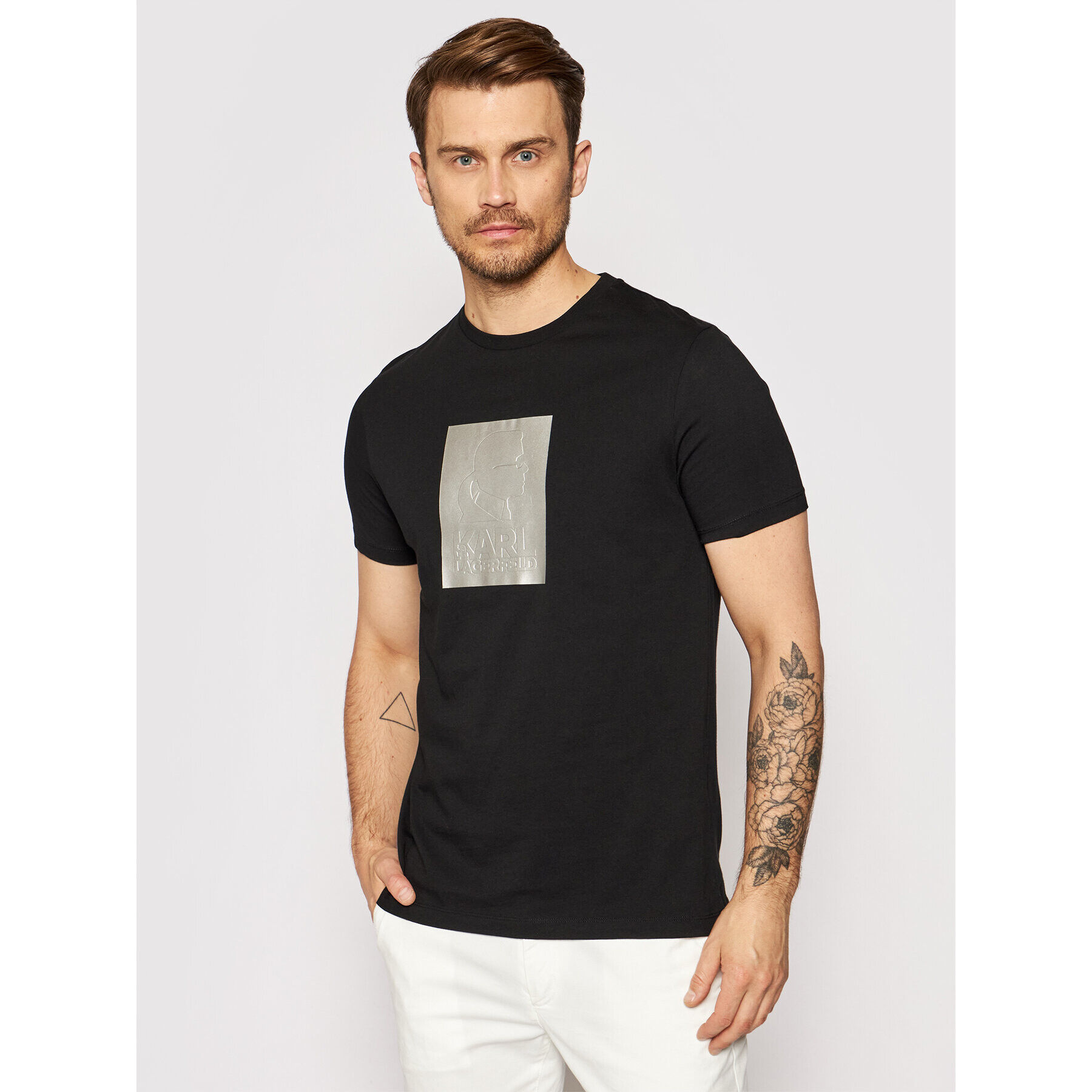 KARL LAGERFELD Tricou Crewneck 755082 511224 Negru Regular Fit - Pled.ro