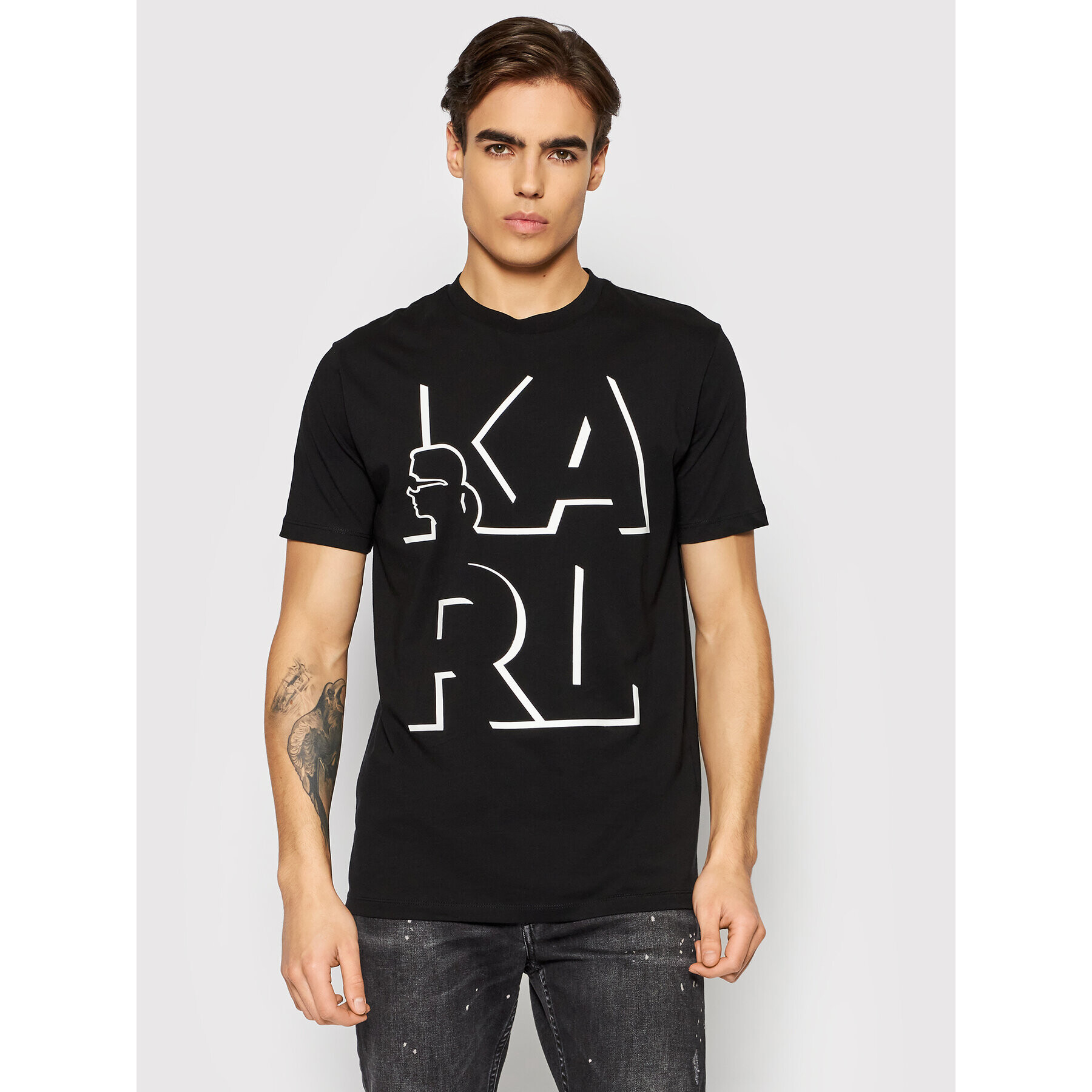 KARL LAGERFELD Tricou Crewneck 755100 512224 Negru Regular Fit - Pled.ro