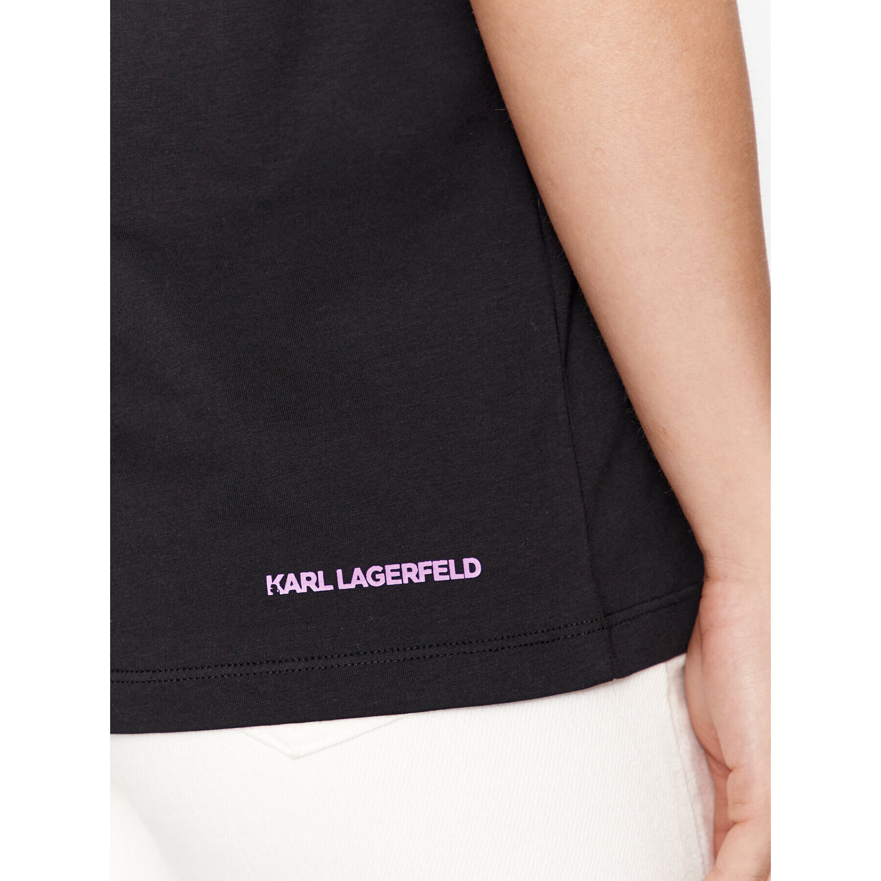 KARL LAGERFELD Tricou Cross Bag 236W1731 Negru Regular Fit - Pled.ro