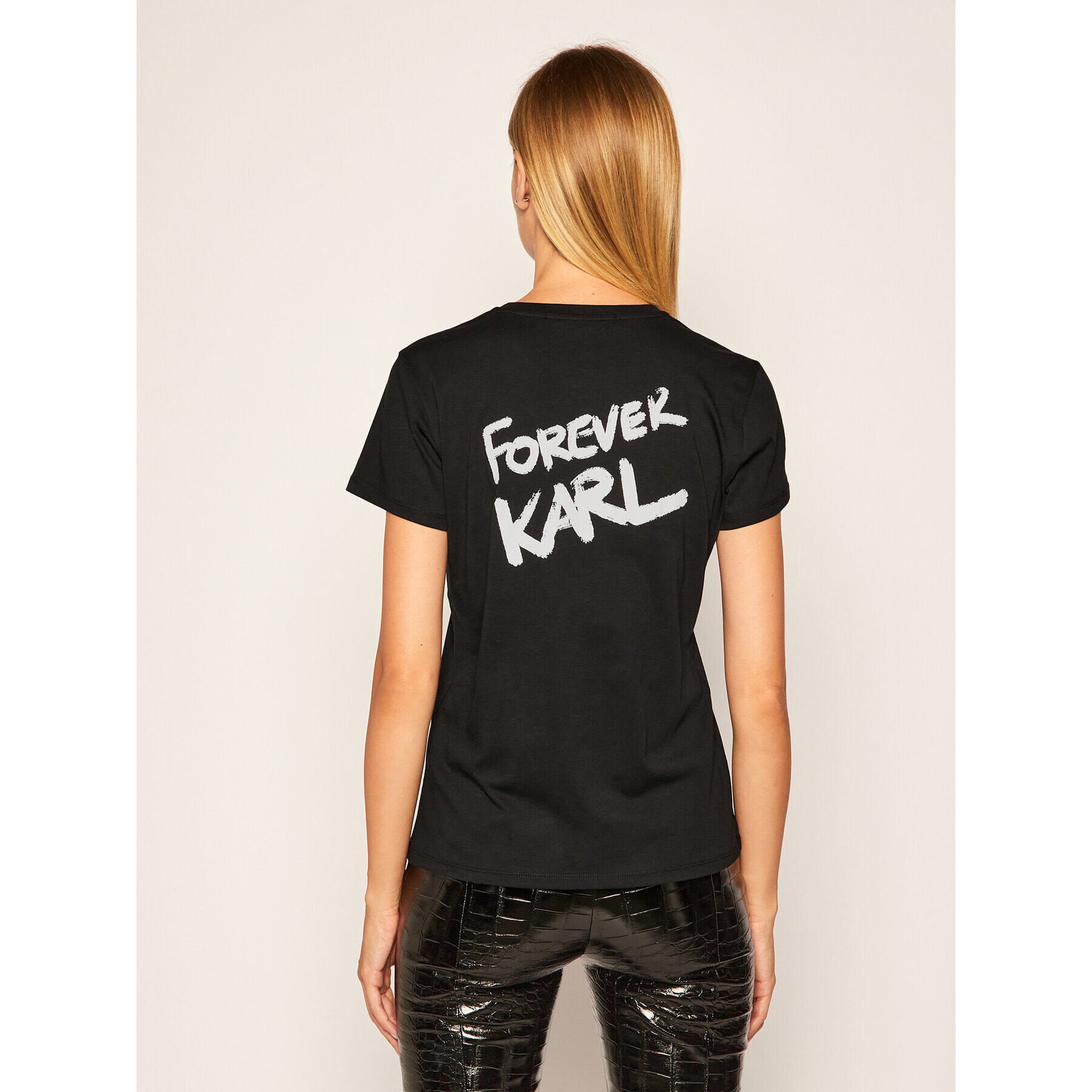 KARL LAGERFELD Tricou Forever 205W1702 Negru Regular Fit - Pled.ro