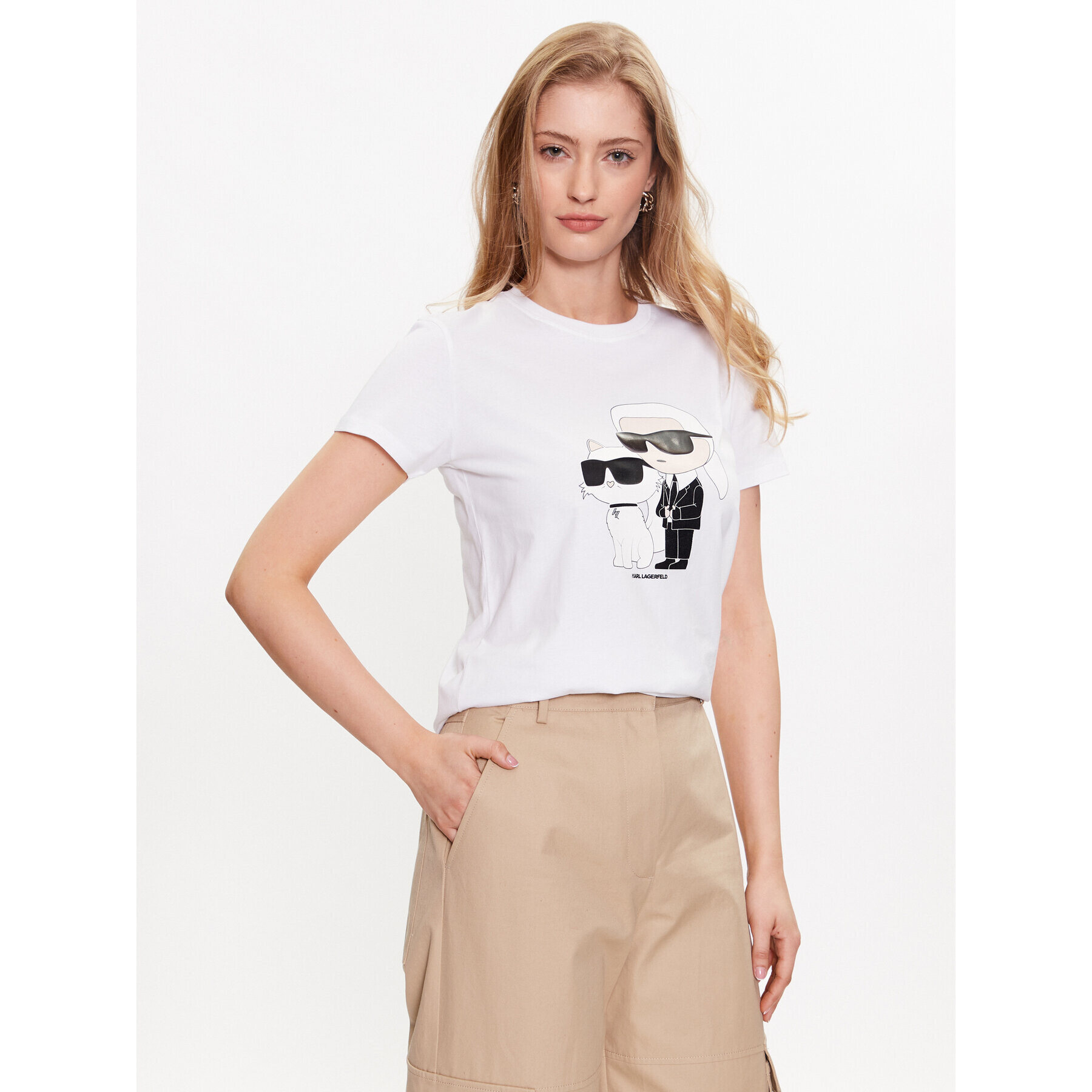 KARL LAGERFELD Tricou Ikonik 2.0 230W1704 Alb Regular Fit - Pled.ro