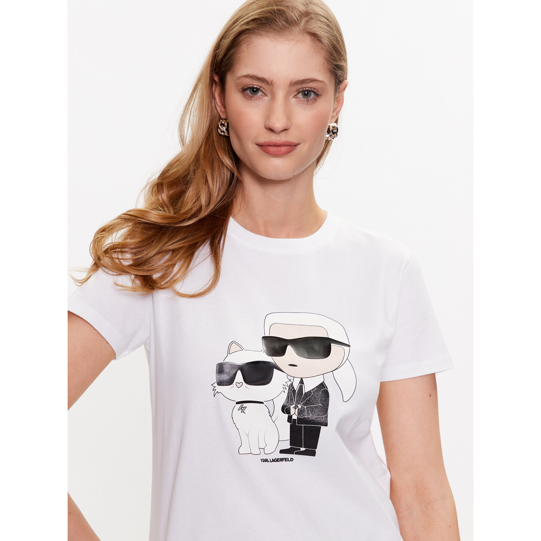 KARL LAGERFELD Tricou Ikonik 2.0 230W1704 Alb Regular Fit - Pled.ro