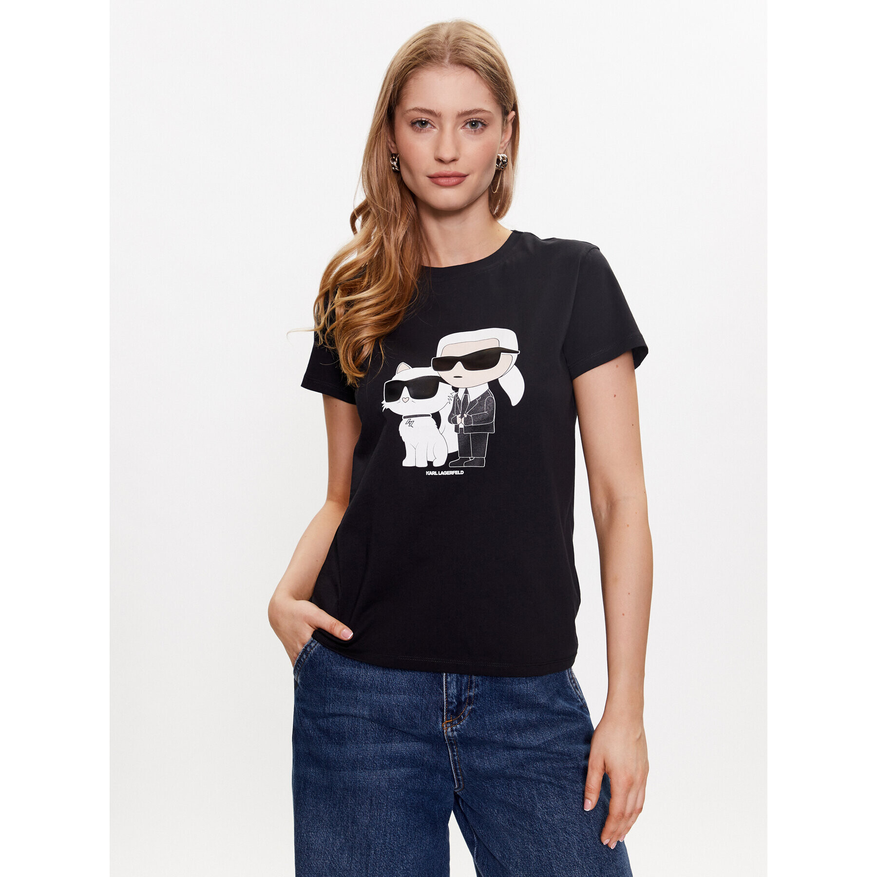 KARL LAGERFELD Tricou Ikonik 2.0 230W1704 Negru Regular Fit - Pled.ro