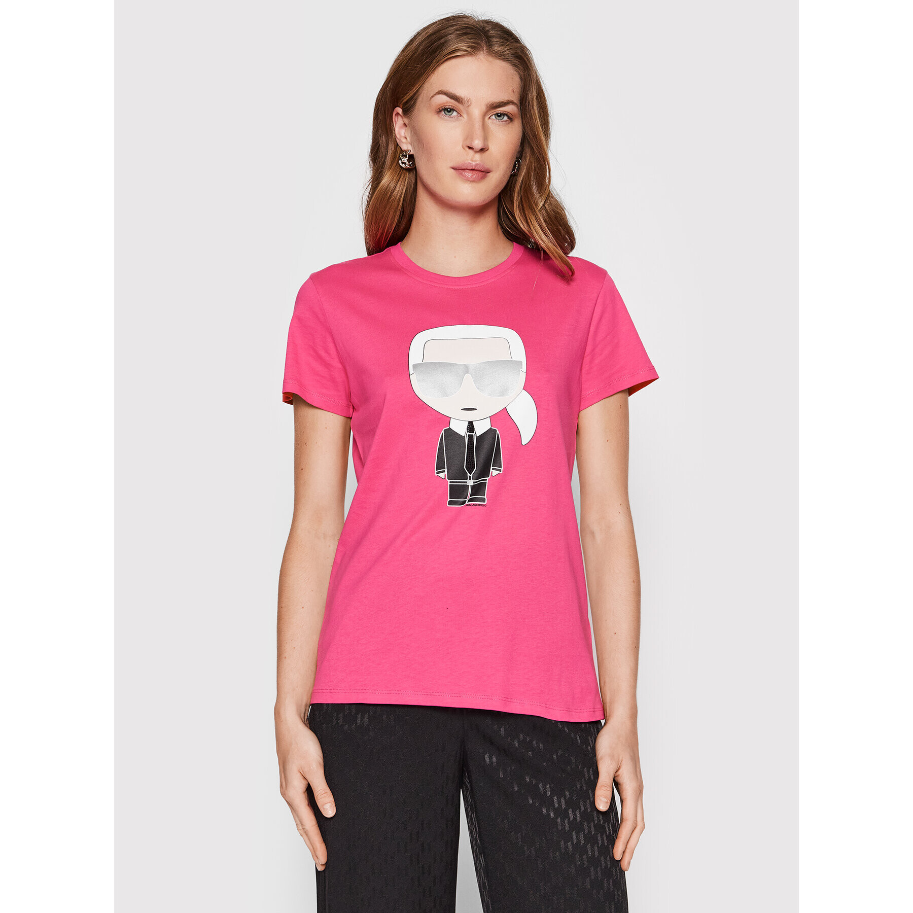 KARL LAGERFELD Tricou Ikonik 210W1721 Roz Regular Fit - Pled.ro