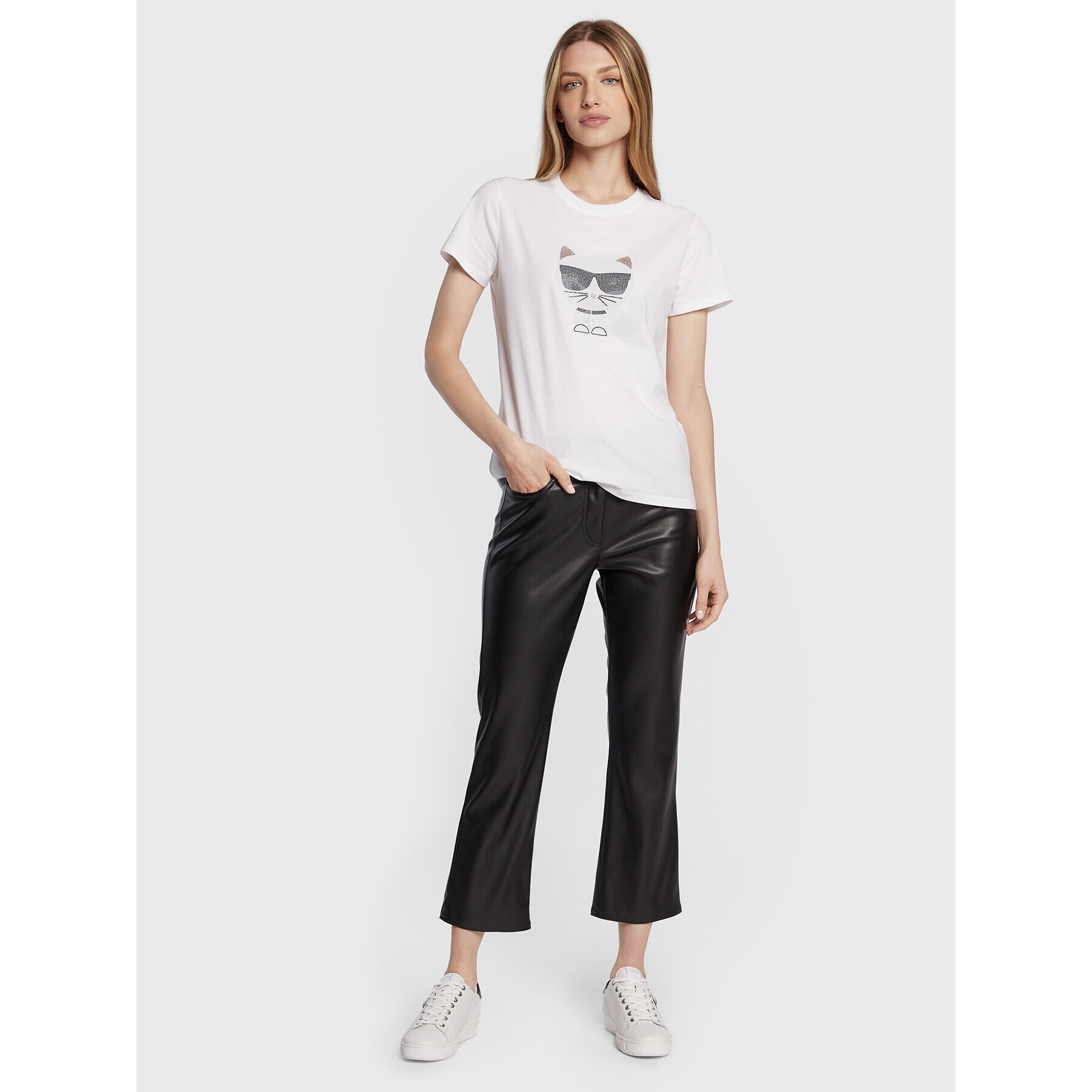 KARL LAGERFELD Tricou Ikonik Choupette 216W1732 Alb Regular Fit - Pled.ro