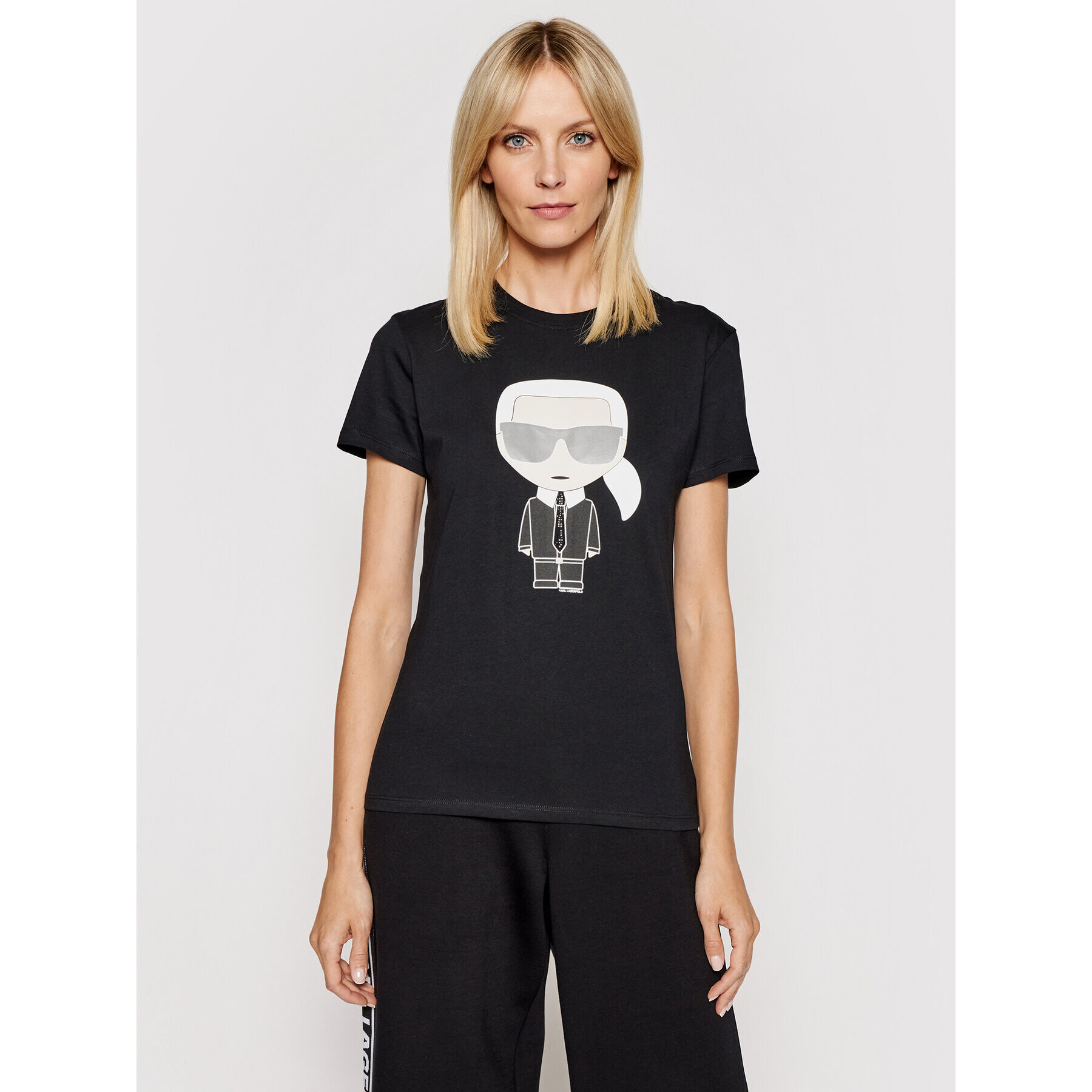 KARL LAGERFELD Tricou Ikonik Karl 210W1721 Negru Regular Fit - Pled.ro