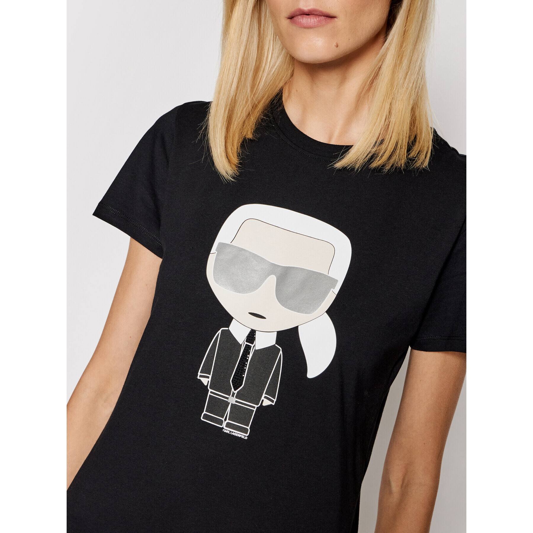 KARL LAGERFELD Tricou Ikonik Karl 210W1721 Negru Regular Fit - Pled.ro