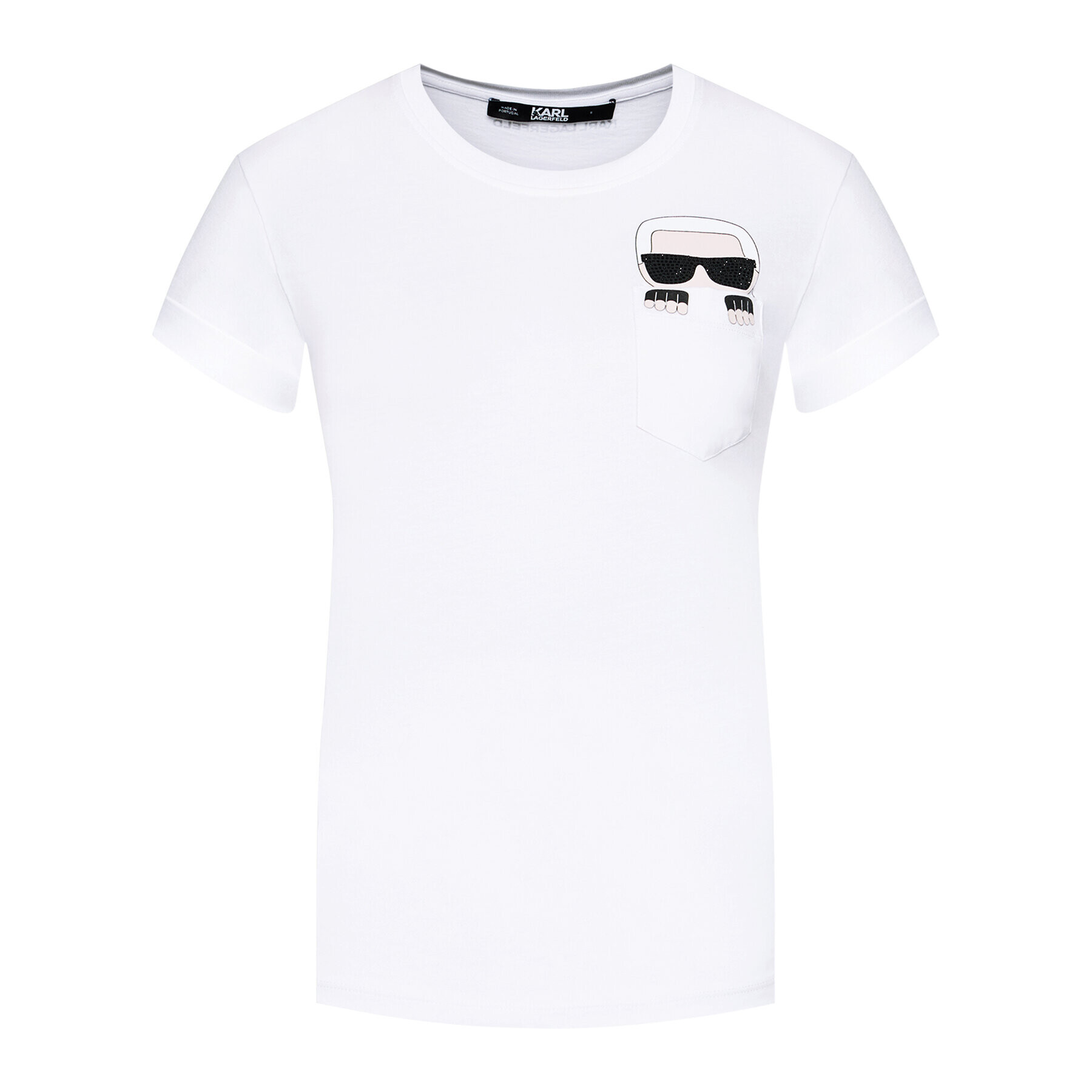 KARL LAGERFELD Tricou Ikonik Karl Pocket 210W1720 Alb Regular Fit - Pled.ro