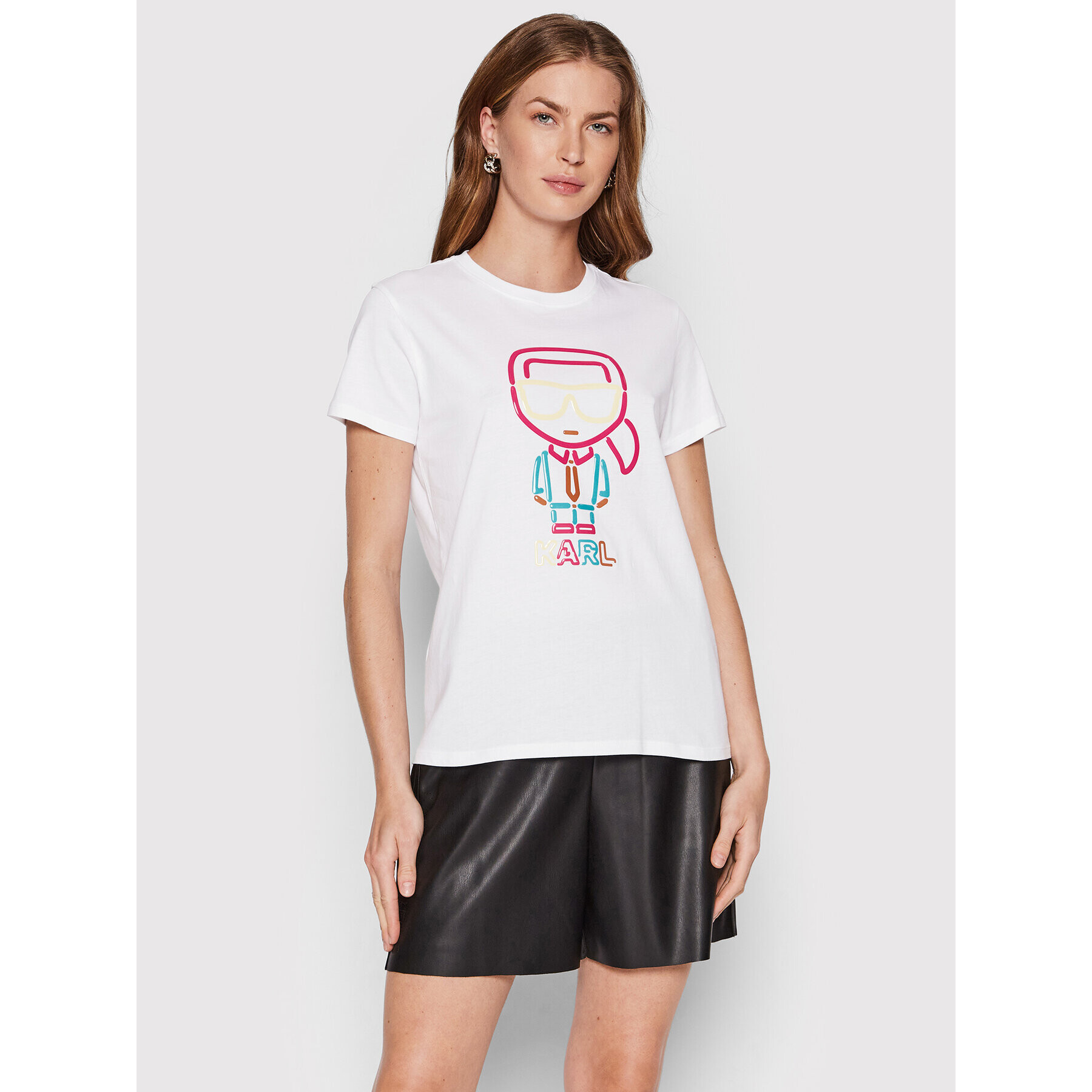 KARL LAGERFELD Tricou Jelly Logo 221W1702 Alb Regular Fit - Pled.ro