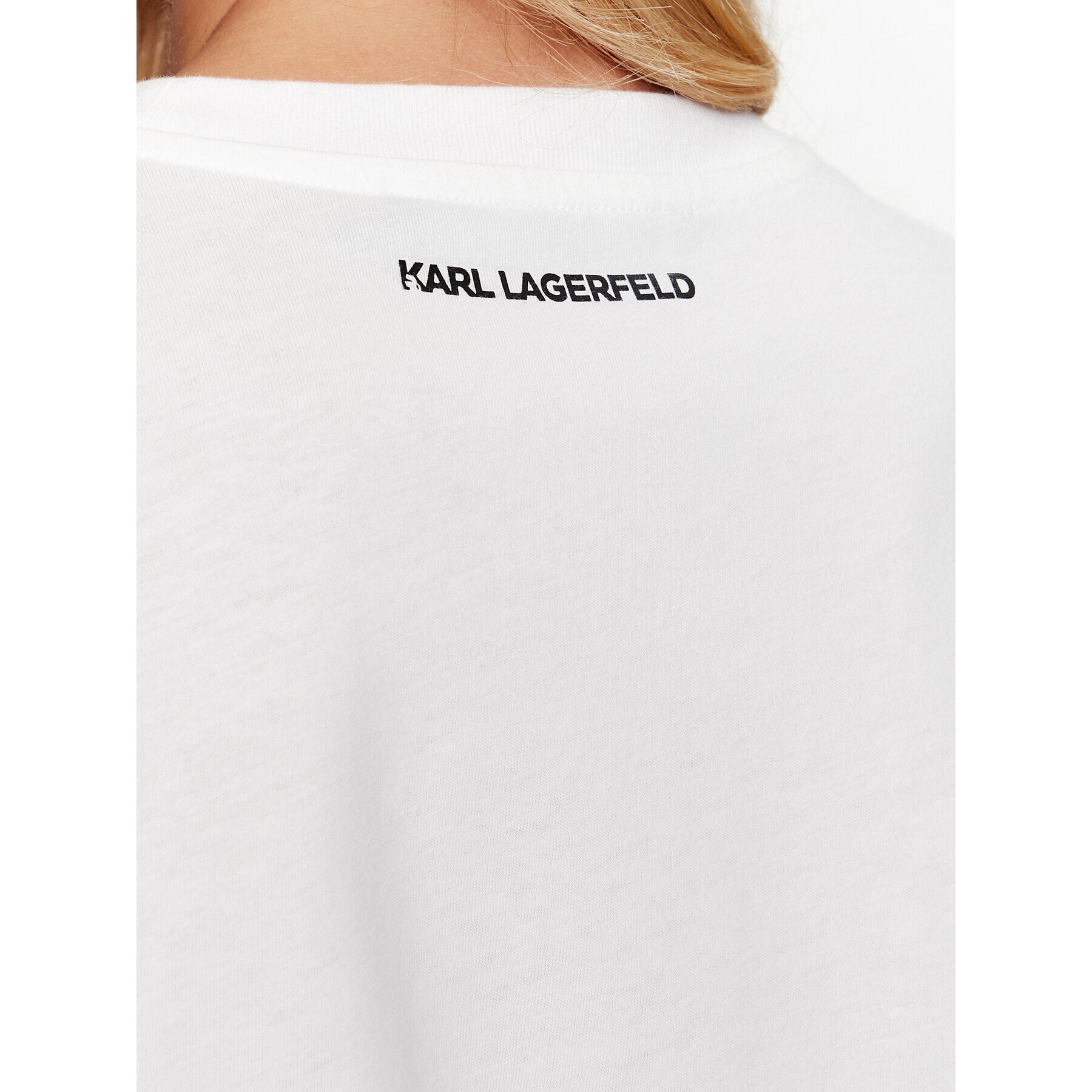 KARL LAGERFELD Tricou Karl Embellished 236W1714 Alb Regular Fit - Pled.ro