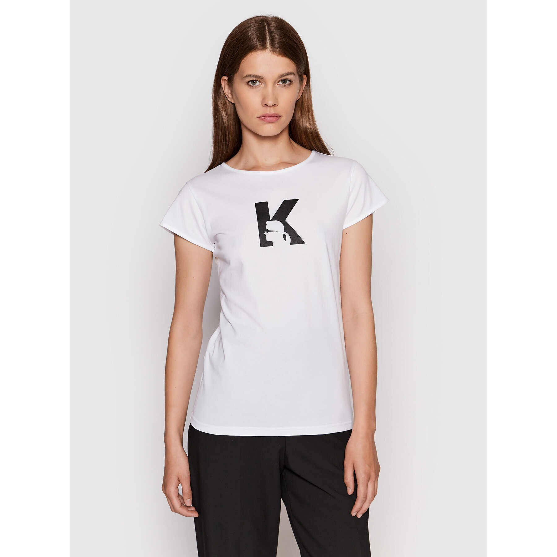 KARL LAGERFELD Tricou KL22WTS01 Alb Regular Fit - Pled.ro