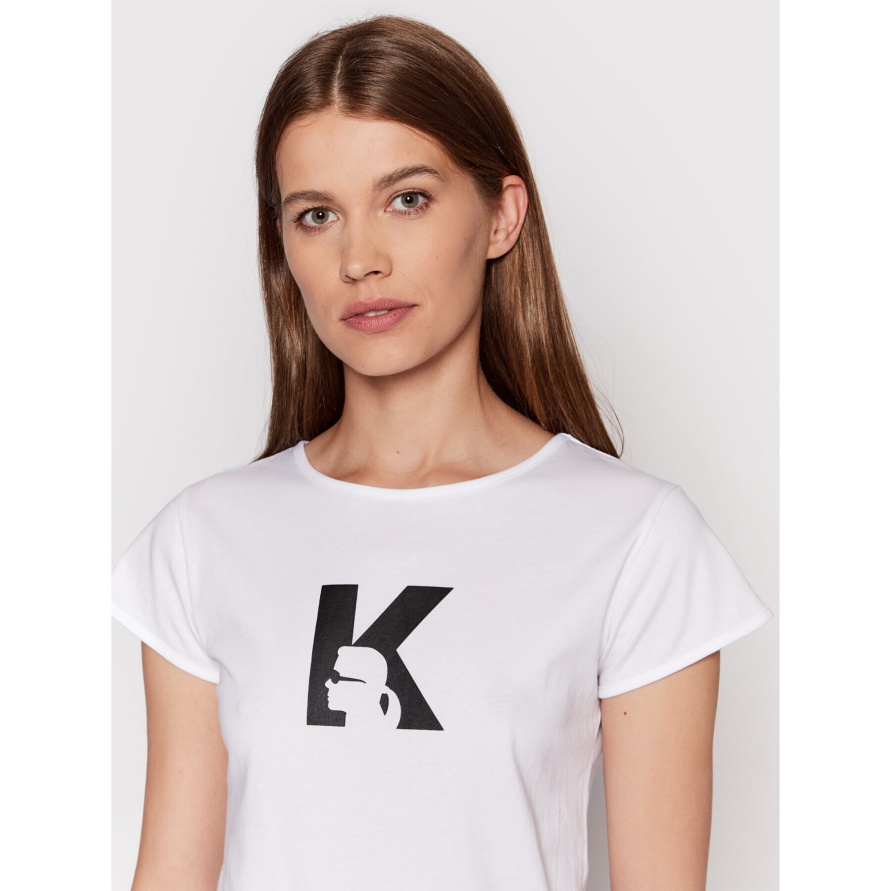 KARL LAGERFELD Tricou KL22WTS01 Alb Regular Fit - Pled.ro